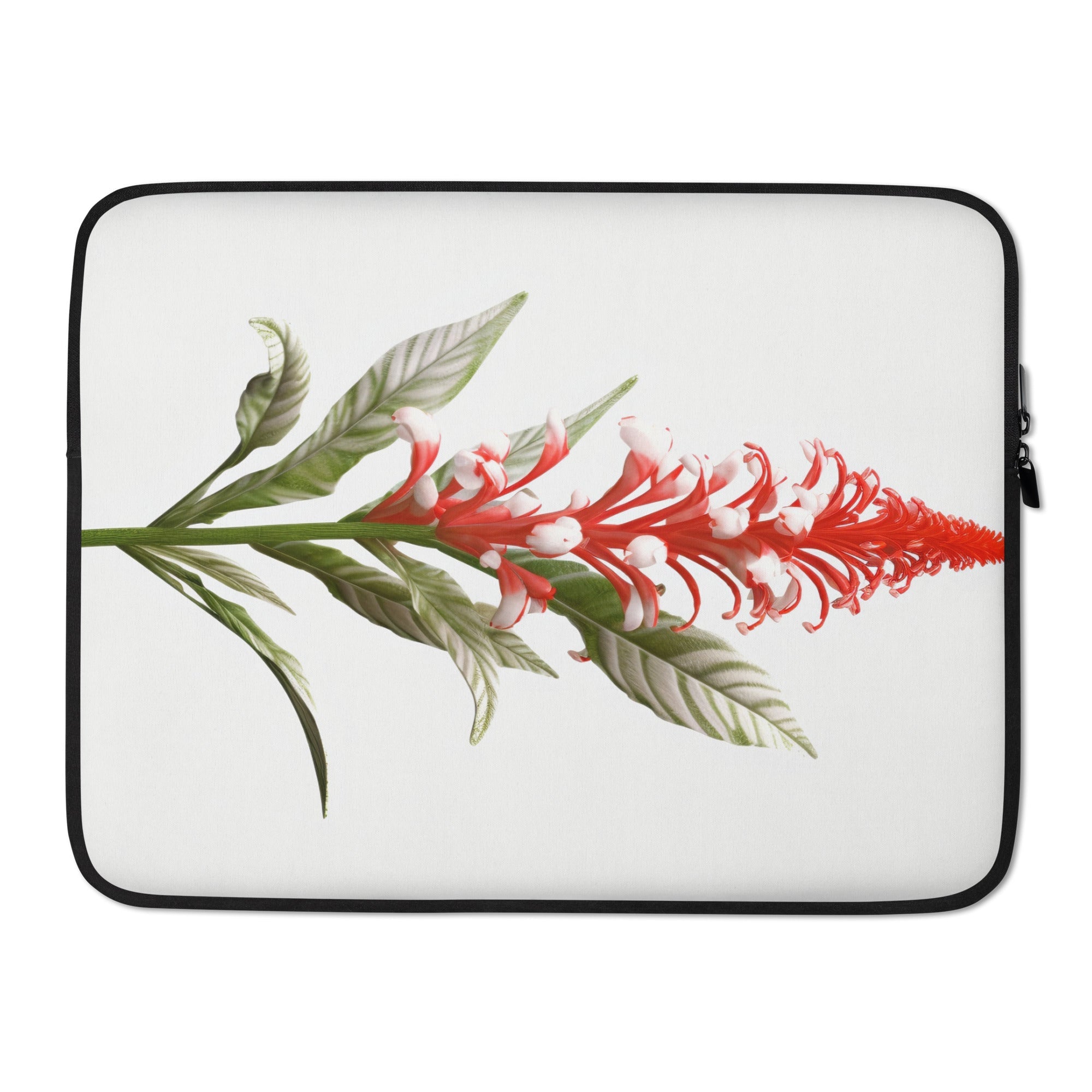 Candy Cane Cuphea Flower Laptop Sleeve by Visual Verse - Image 1