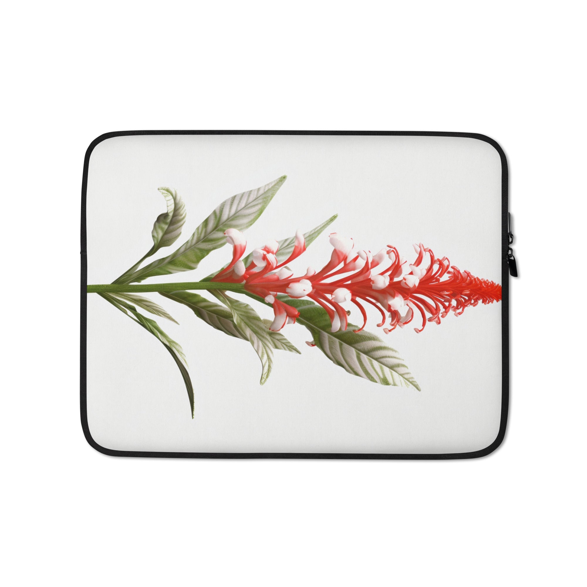 Candy Cane Cuphea Flower Laptop Sleeve by Visual Verse - Image 2