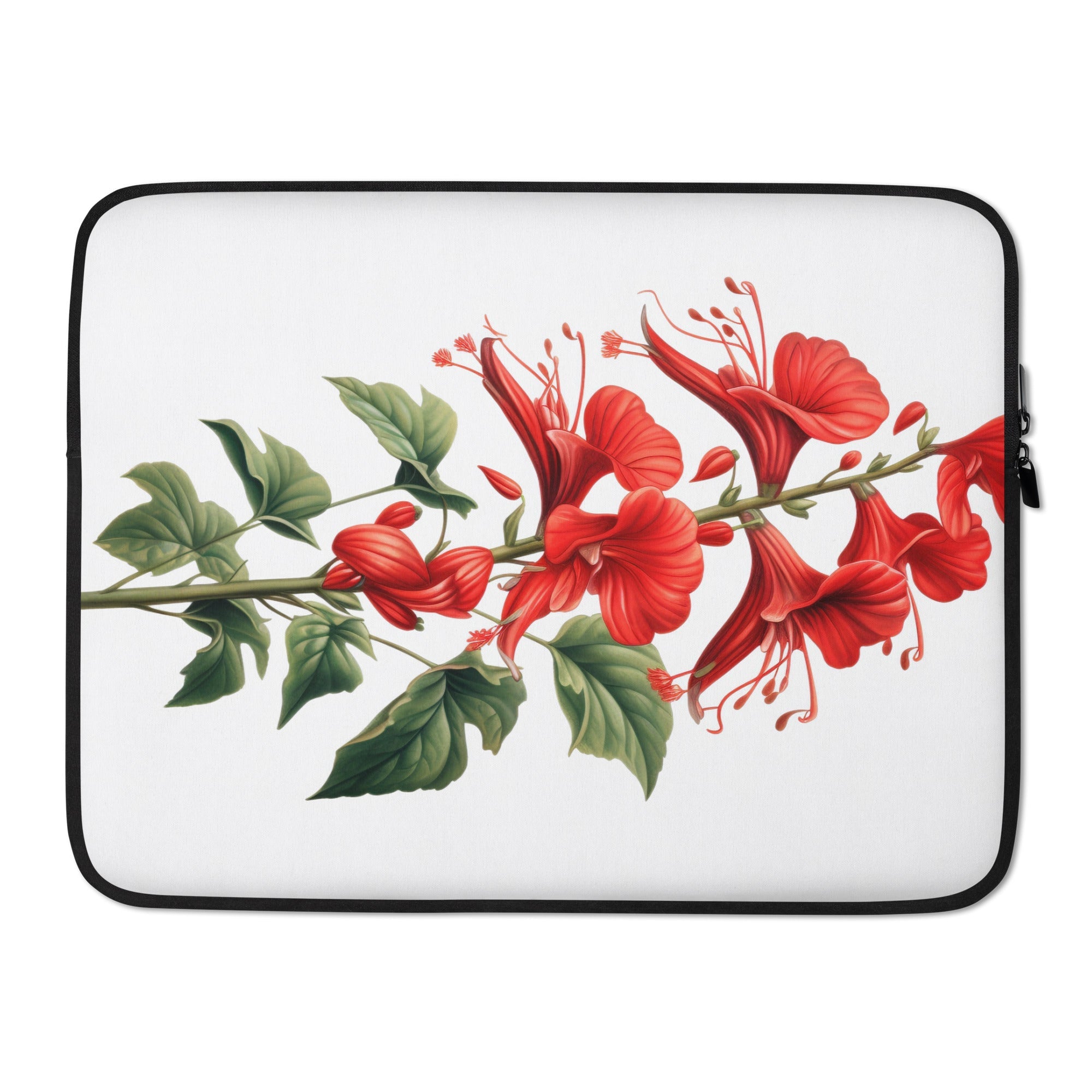 Cardinal Climber Flower Laptop Sleeve by Visual Verse - Image 1