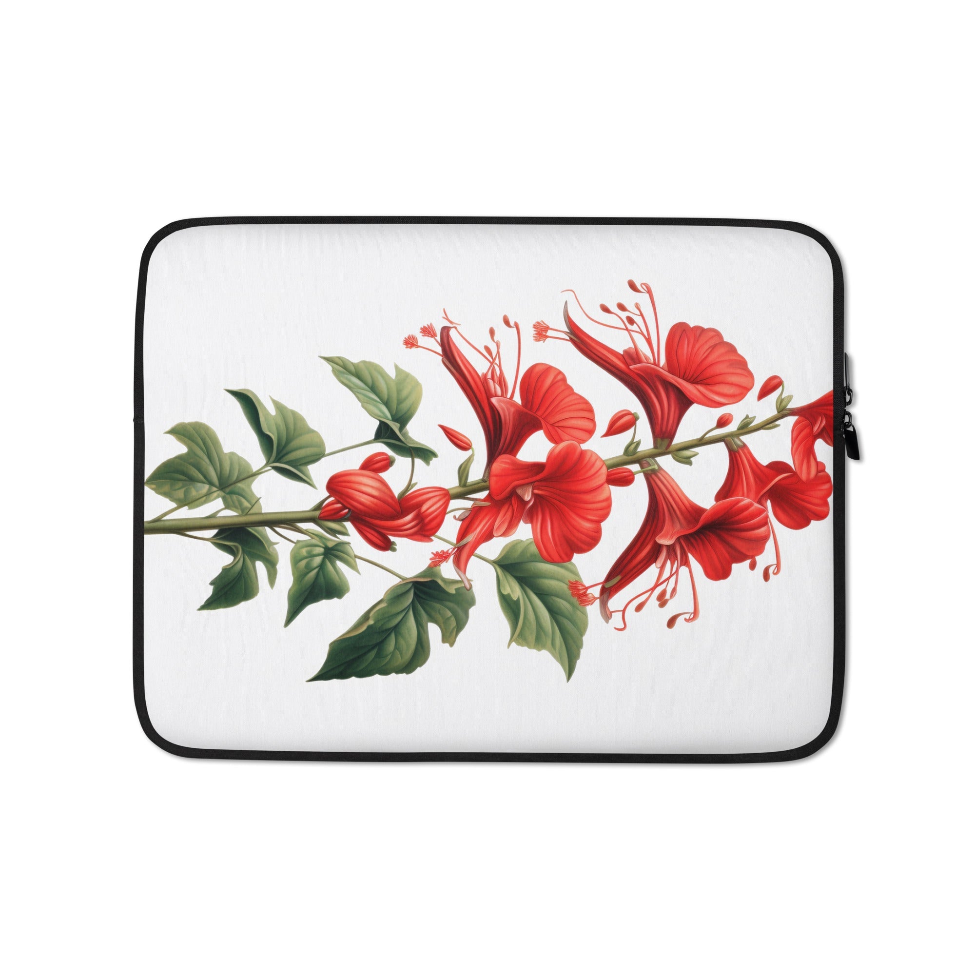 Cardinal Climber Flower Laptop Sleeve by Visual Verse - Image 2