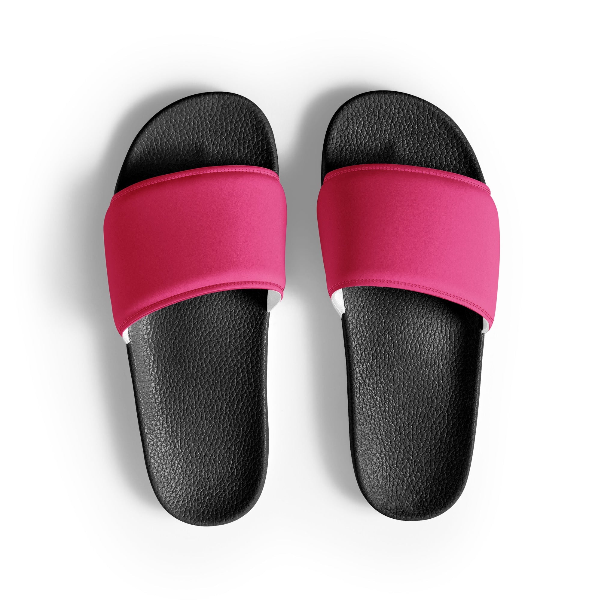 Cerise Pink Color Men's Slides by Visual Verse - Image 1