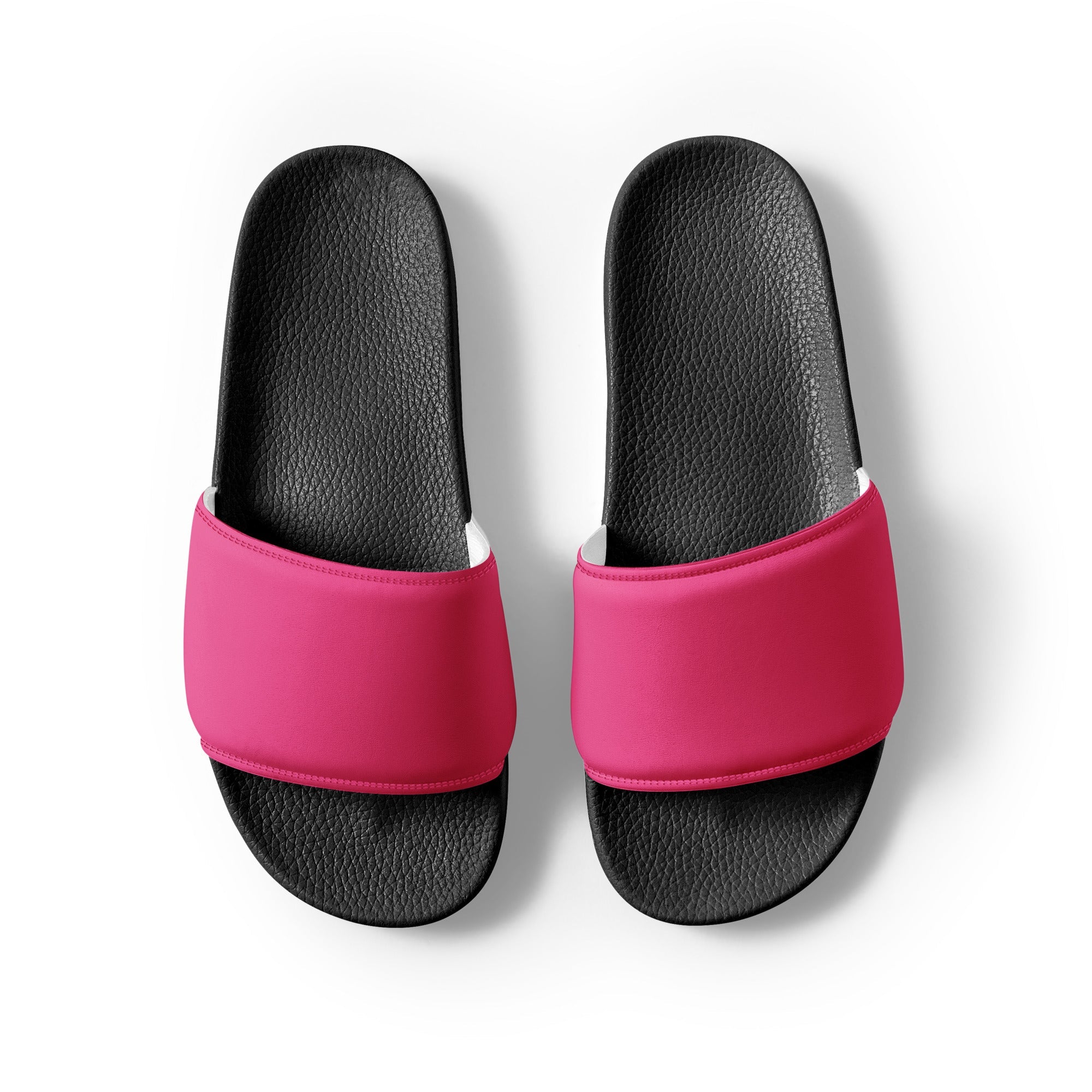 Cerise Pink Color Men's Slides by Visual Verse - Image 2