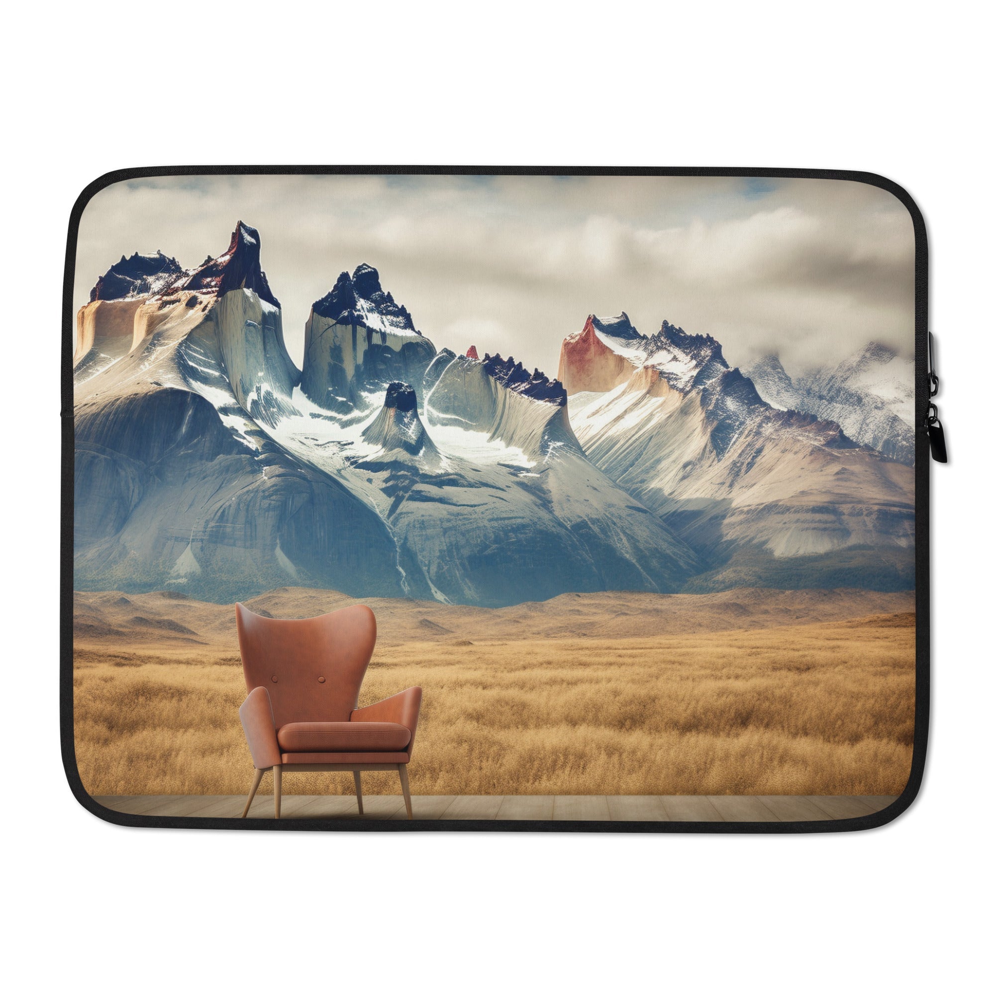 Chair at Torres Del Paine National Park Chile Laptop Sleeve by Visual Verse - Image 1