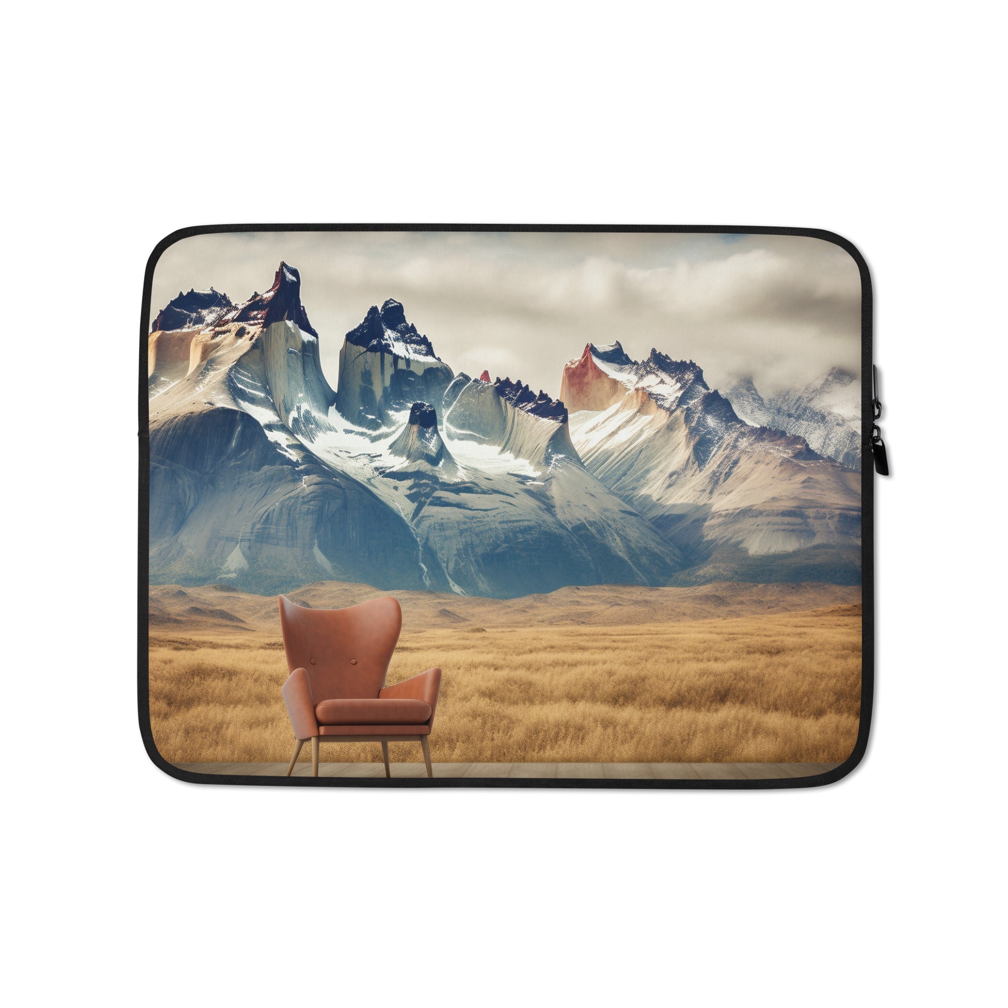 Chair at Torres Del Paine National Park Chile Laptop Sleeve by Visual Verse - Image 2