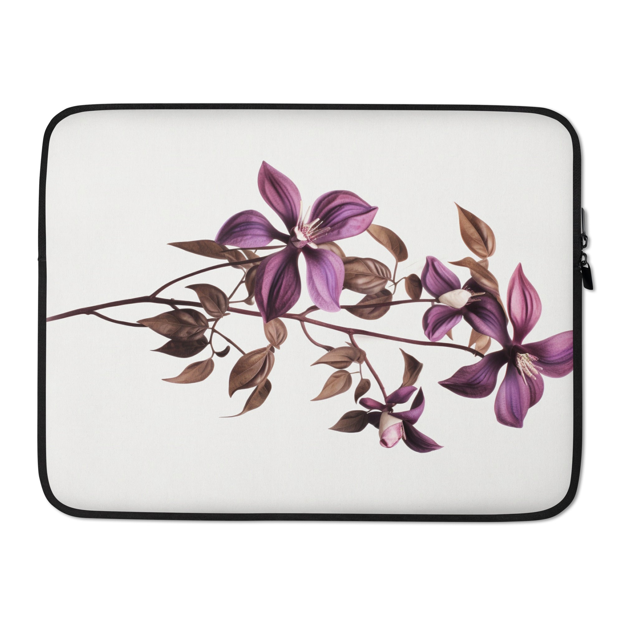 Chocolate Vine Flower Laptop Sleeve by Visual Verse - Image 1