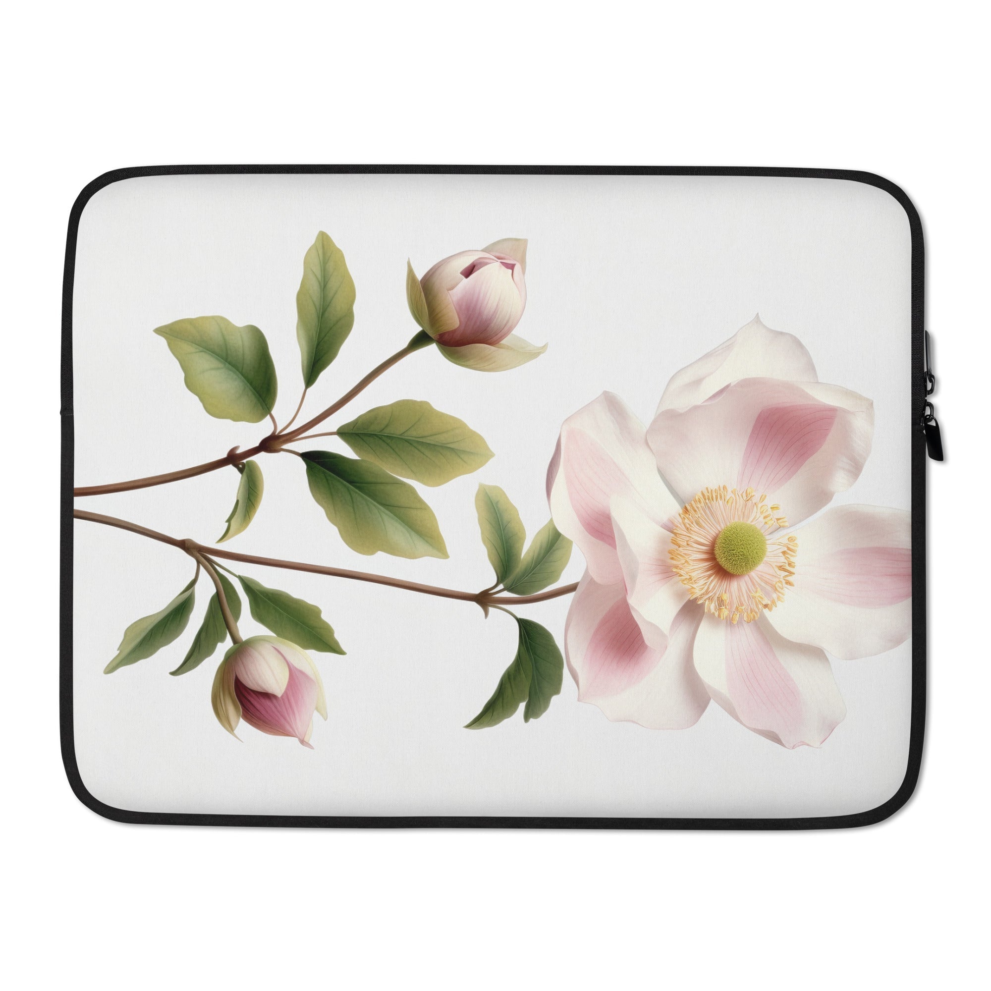 Christmas Rose Flower Laptop Sleeve by Visual Verse - Image 1