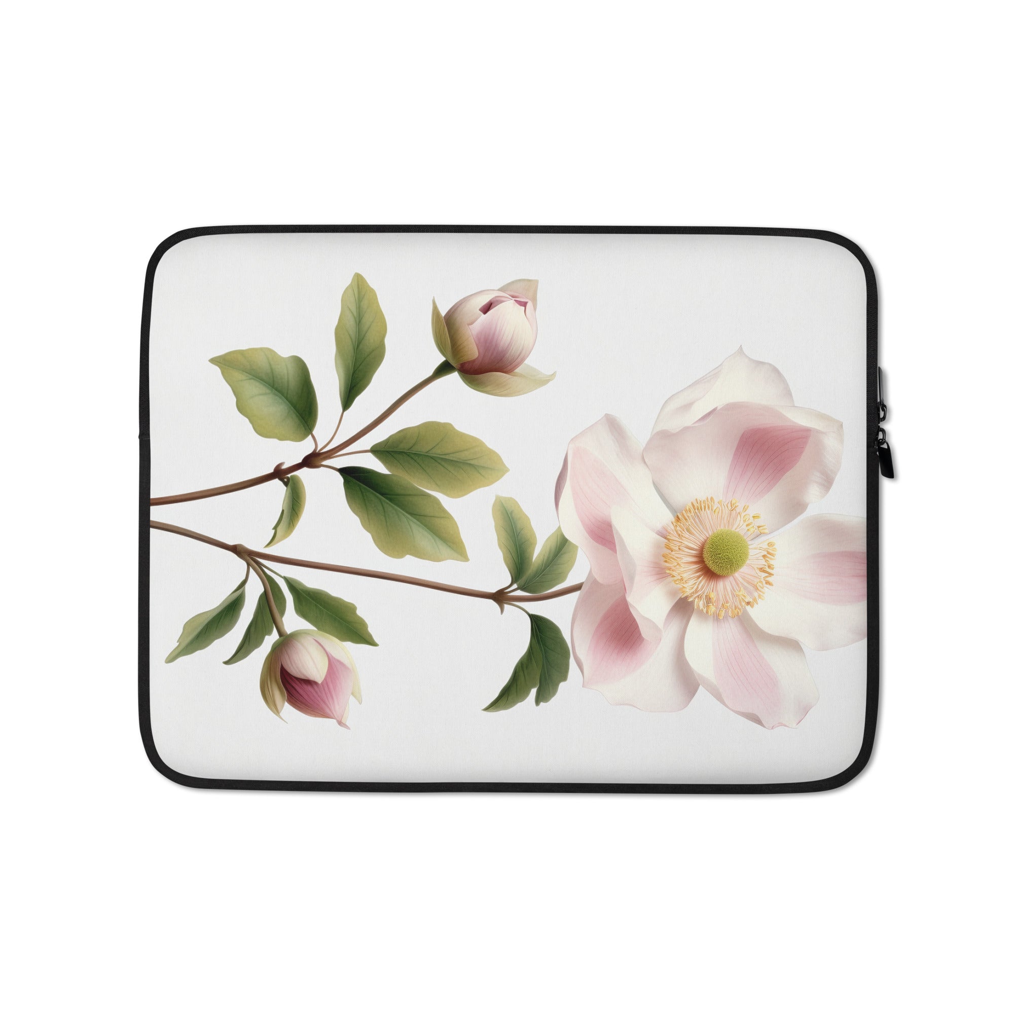 Christmas Rose Flower Laptop Sleeve by Visual Verse - Image 2