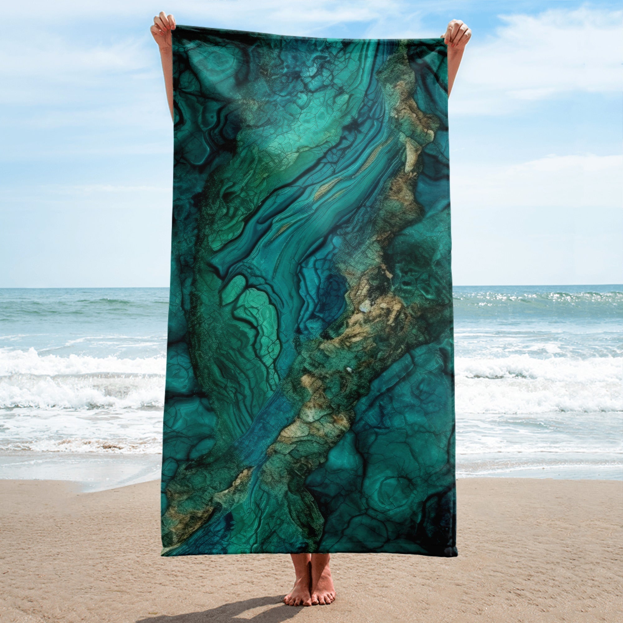 Chrysocolla Rock Beach Towel by Visual Verse - Image 1