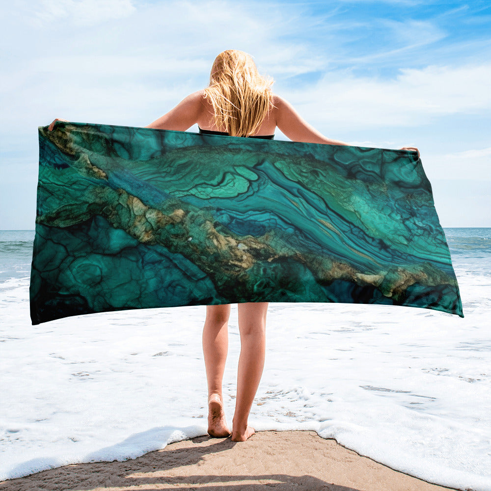 Chrysocolla Rock Beach Towel by Visual Verse - Image 2