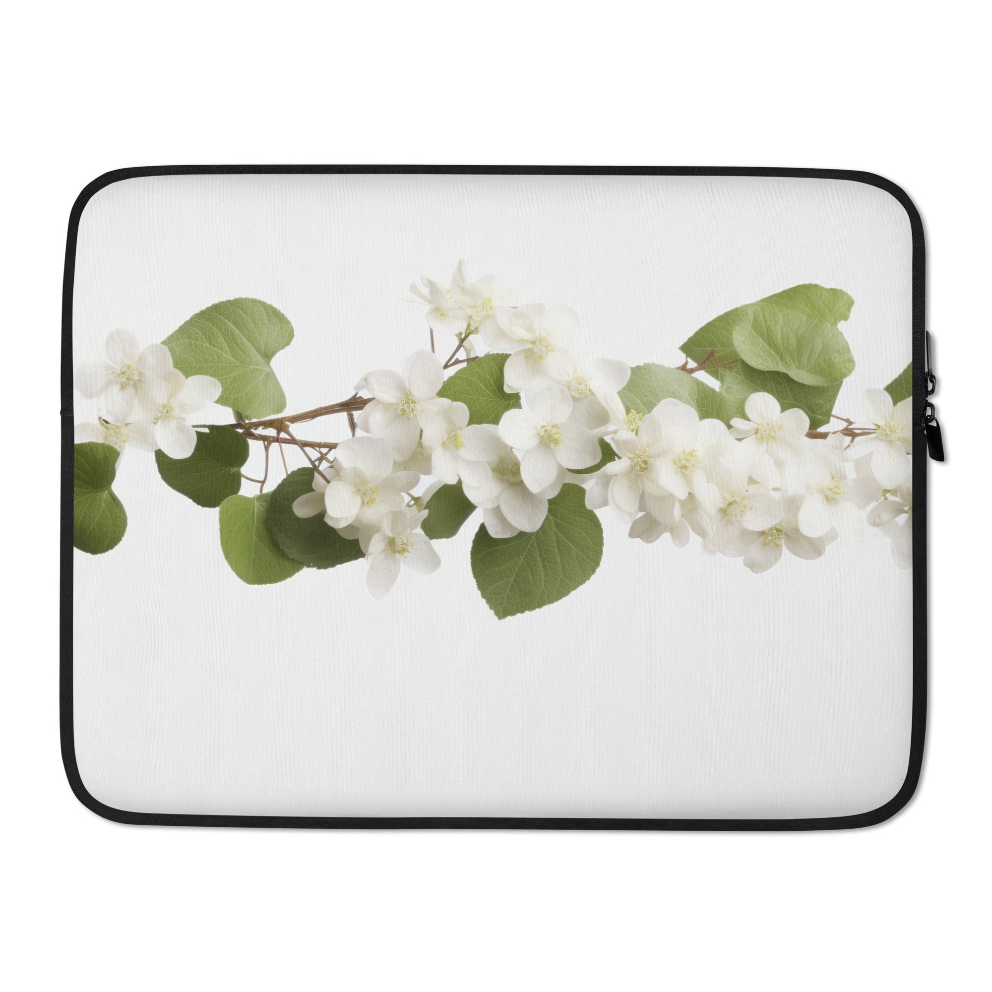 Climbing Hydrangea Flower Laptop Sleeve by Visual Verse - Image 1