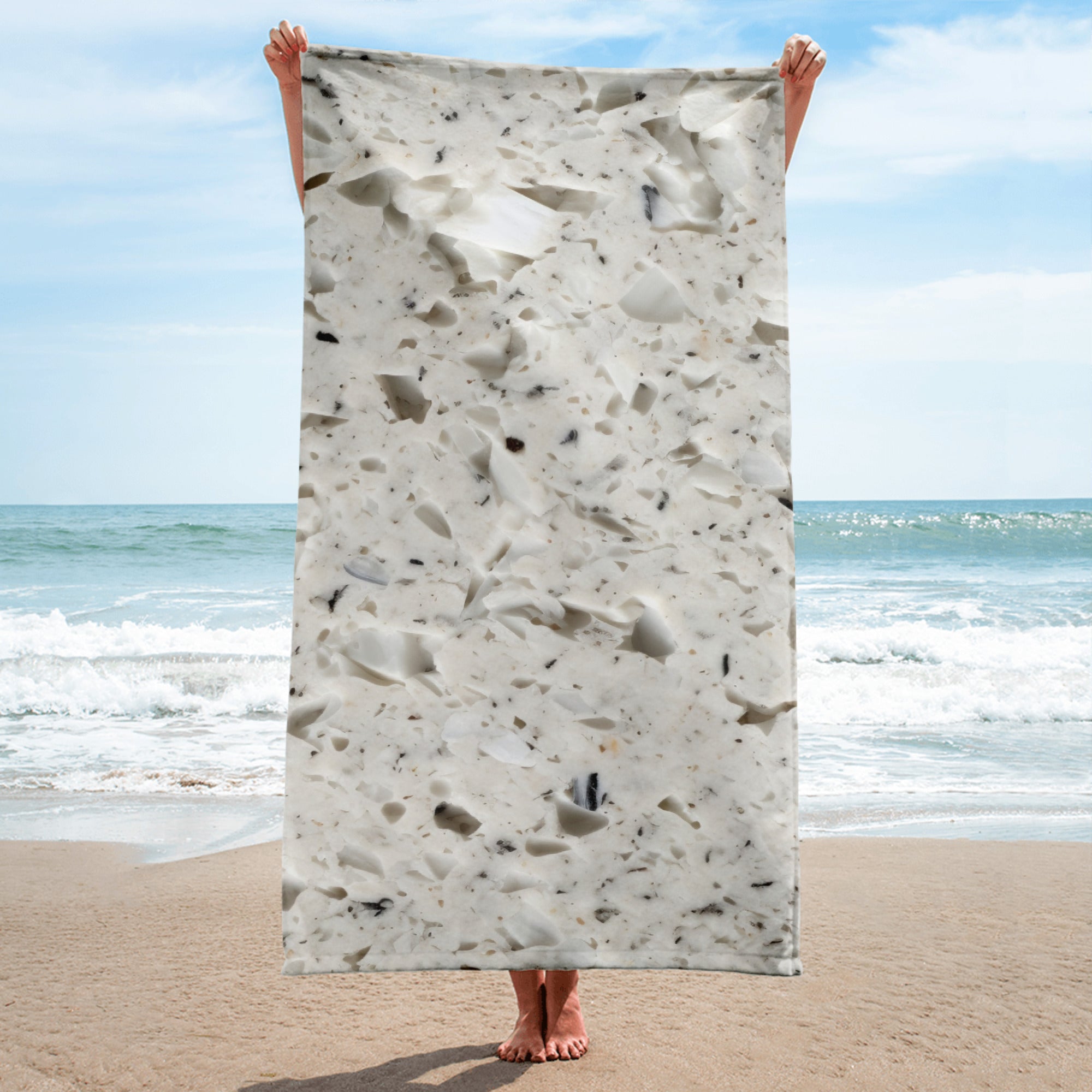 Colonial White Granite Beach Towel by Visual Verse - Image 1