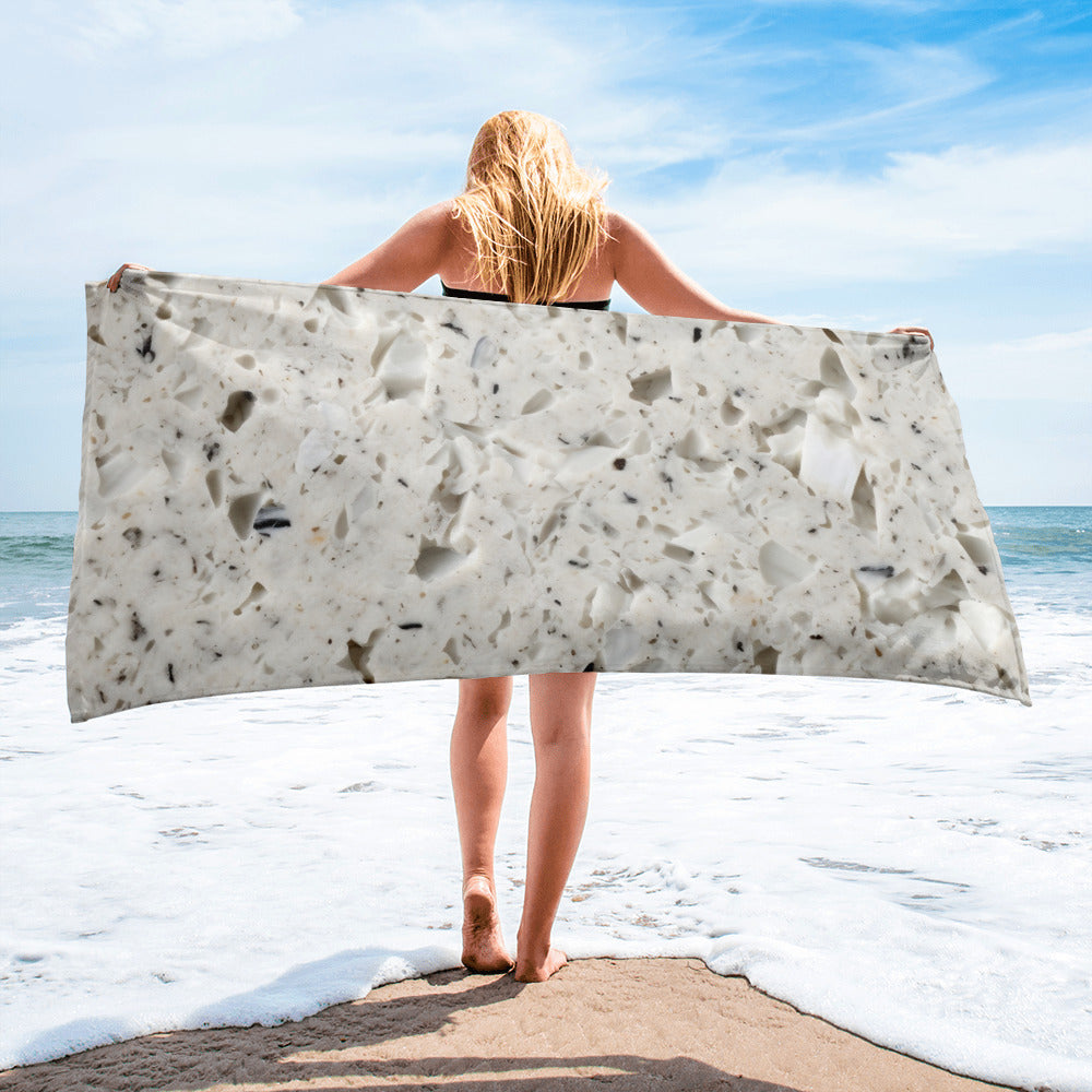 Colonial White Granite Beach Towel by Visual Verse - Image 2