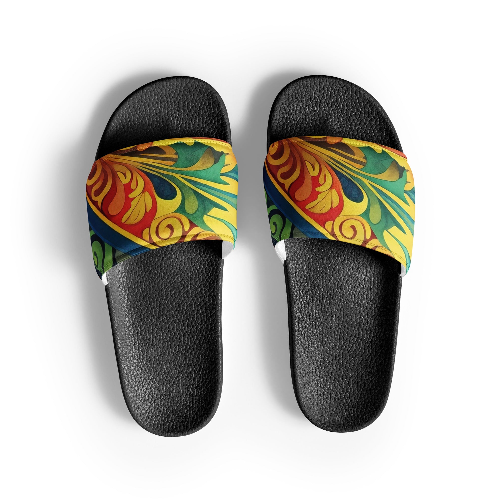 Colorful Insect Wings Men's Slides - Draw Inspiration by Visual Verse - Image 1