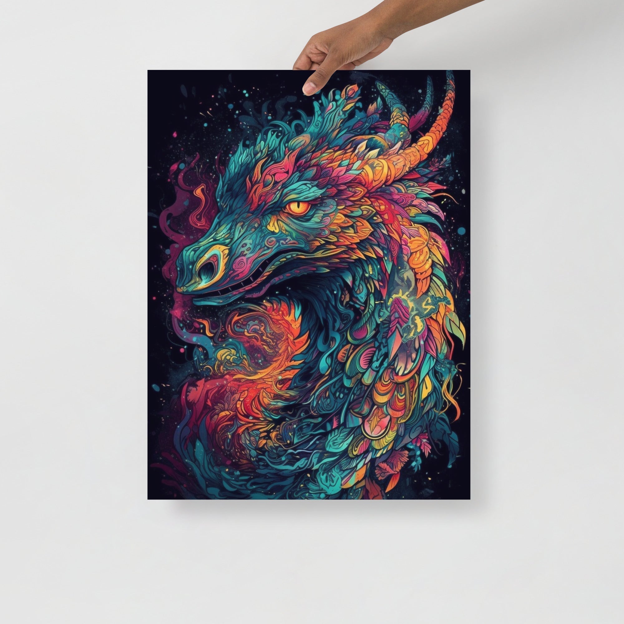 Colorful Psychedelic Mystical Creature Art Poster by Visual Verse - Image 1