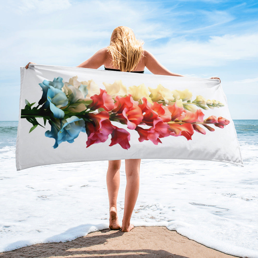 Colorful Snapdragon Flower Beach Towel by Visual Verse - Image 2