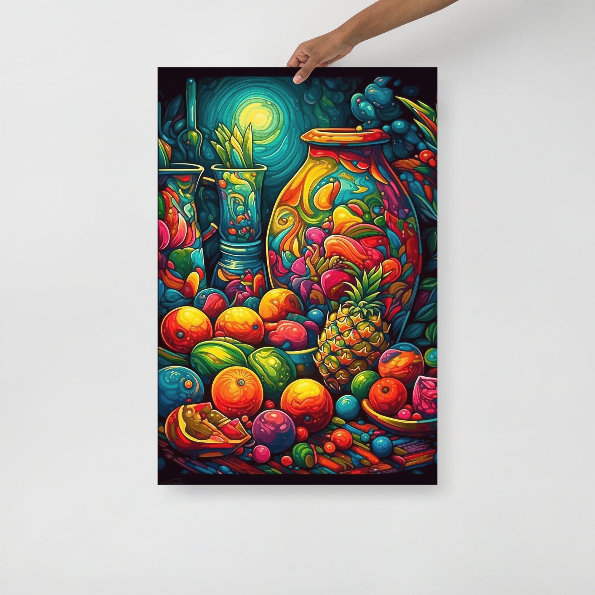 Colorful Trippy Fruitopia Art Poster by Visual Verse - Image 1