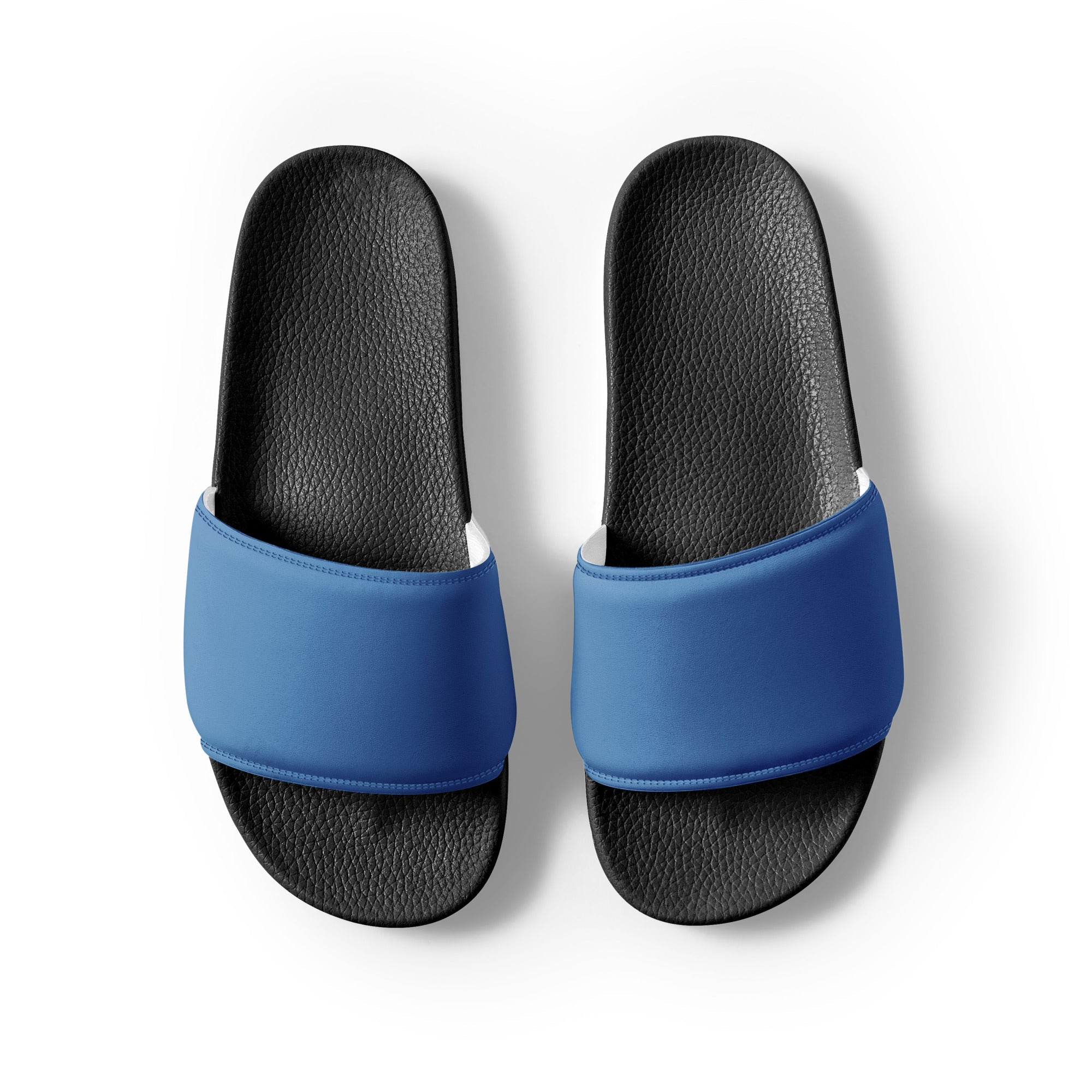 Cool Blue Color Men's Slides by Visual Verse - Image 2