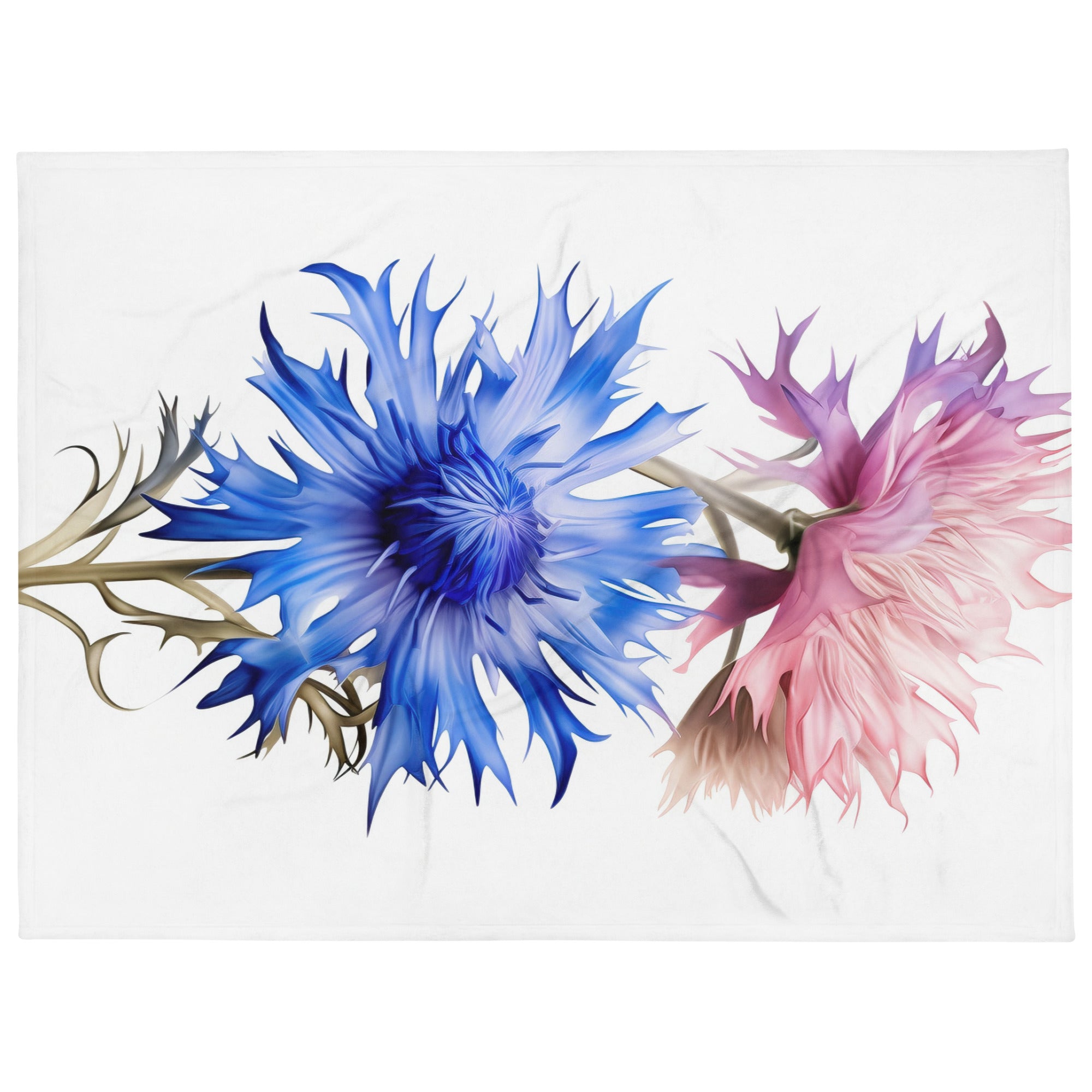 Cornflower Pink & Blue Flower Blanket by Visual Verse - Image 1