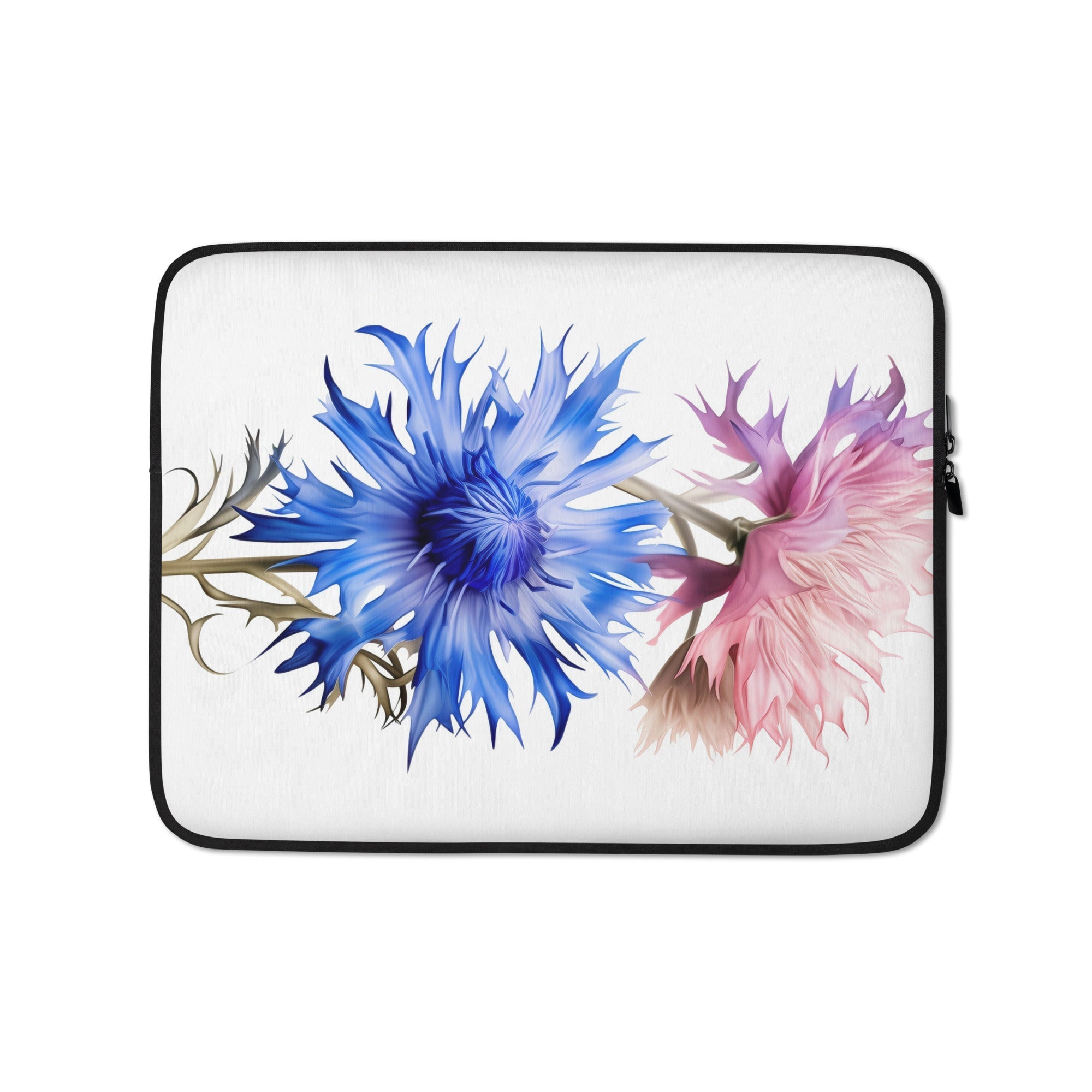 Cornflower Pink & Blue Flower Laptop Sleeve by Visual Verse - Image 2