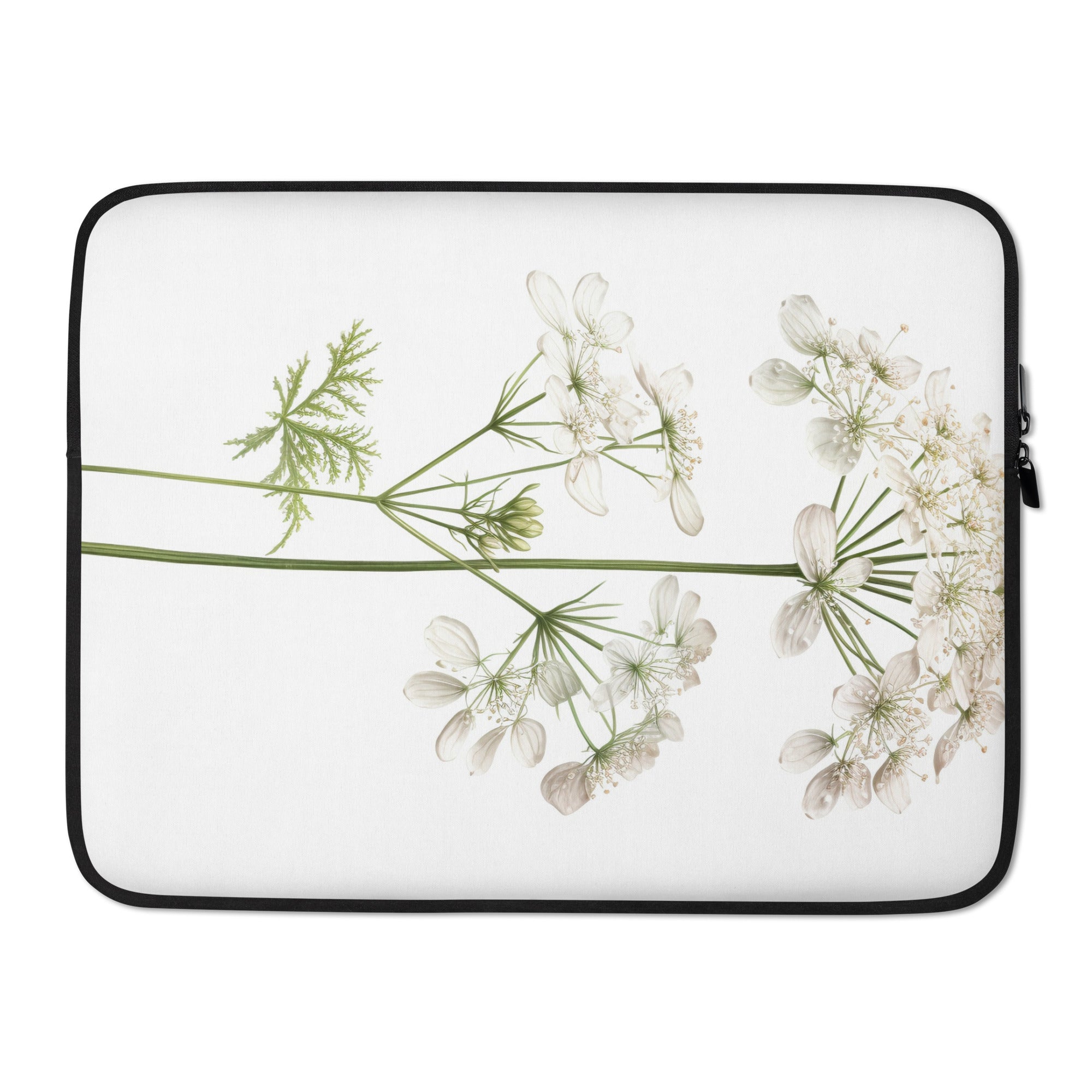 Cow Parsley Flower Laptop Sleeve by Visual Verse - Image 1