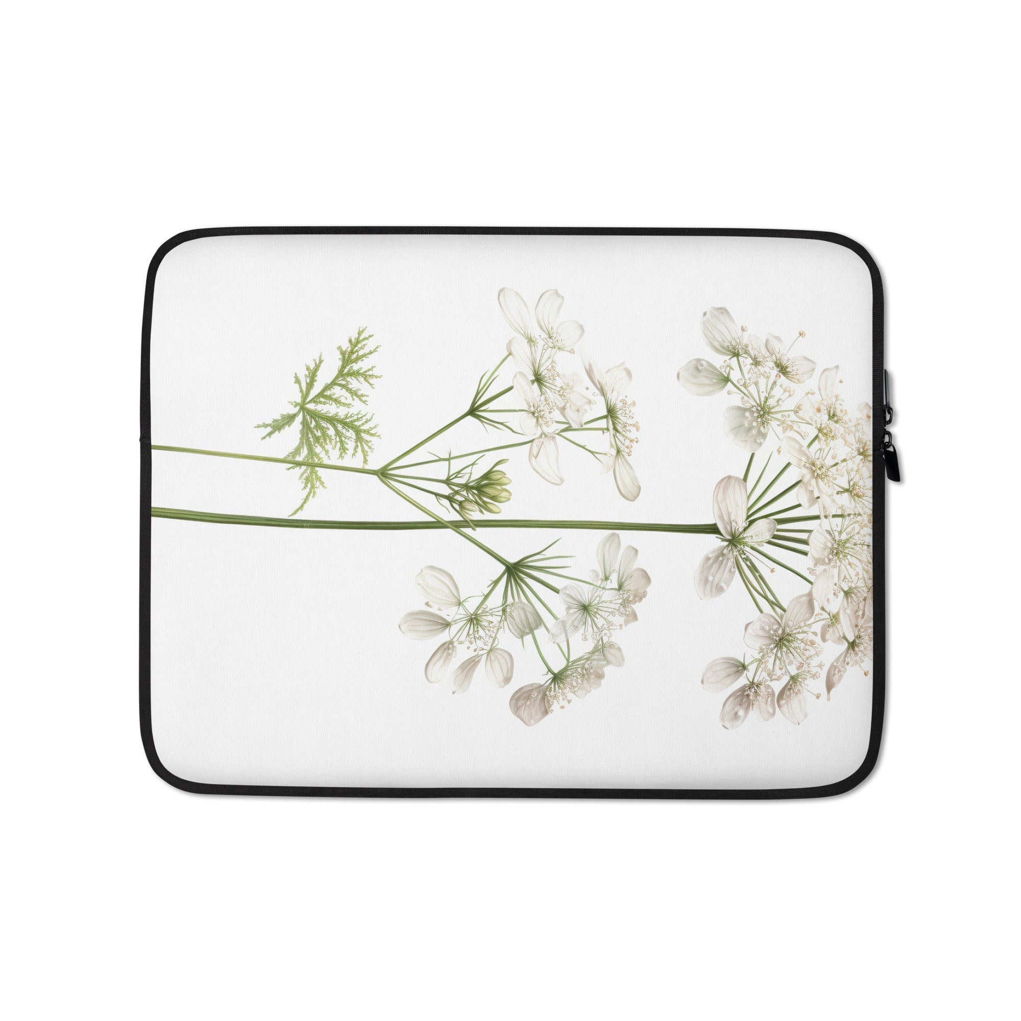 Cow Parsley Flower Laptop Sleeve by Visual Verse - Image 2