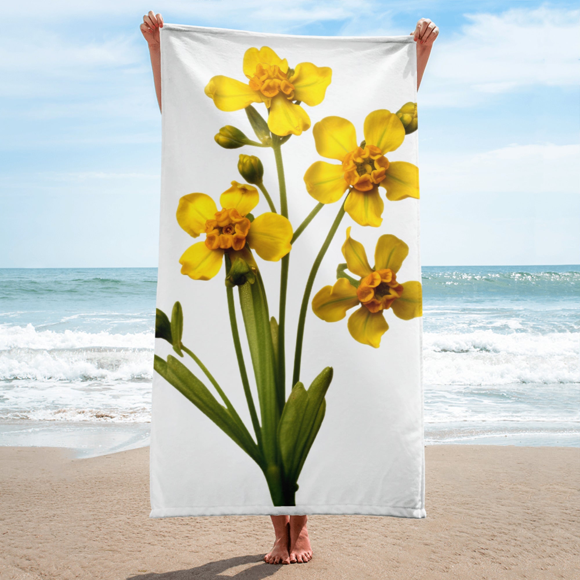 Cowslip Flower Beach Towel by Visual Verse - Image 1