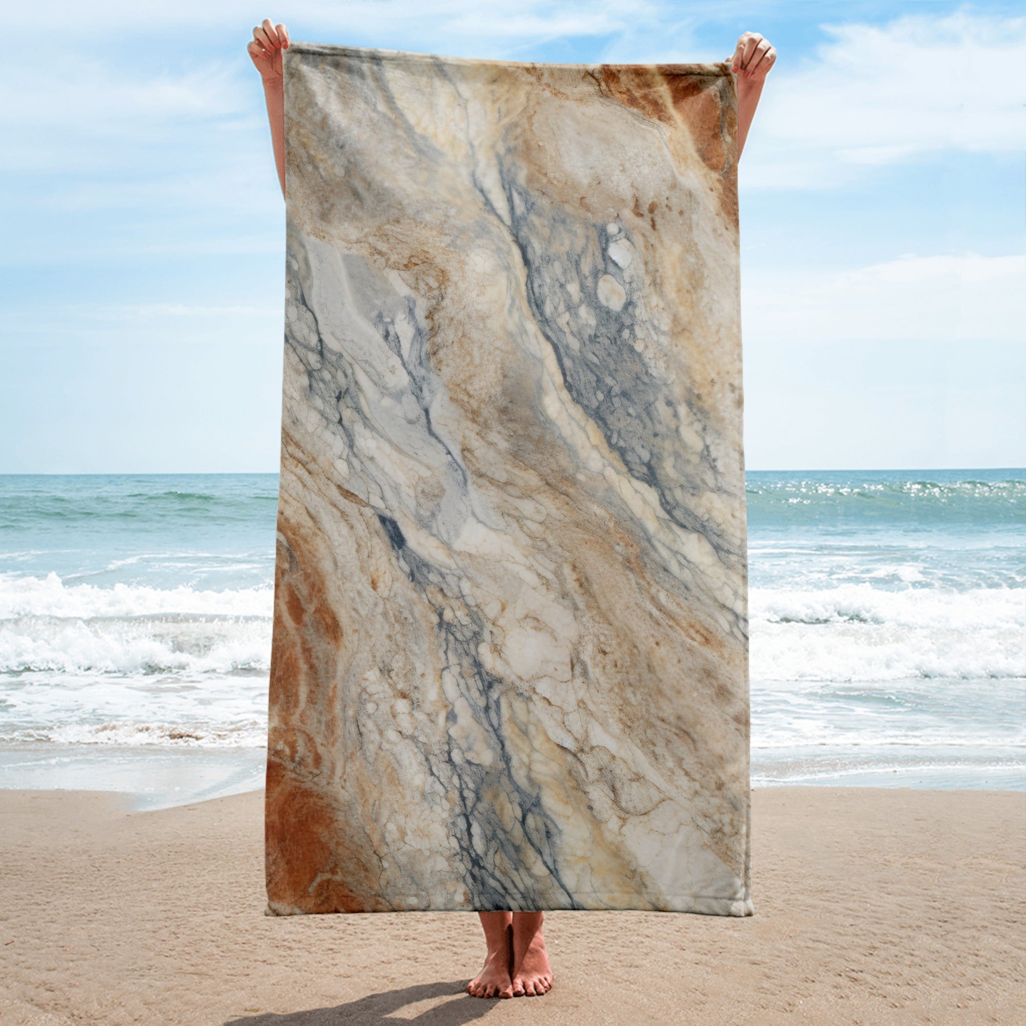 Creamy Granite Beach Towel by Visual Verse - Image 1