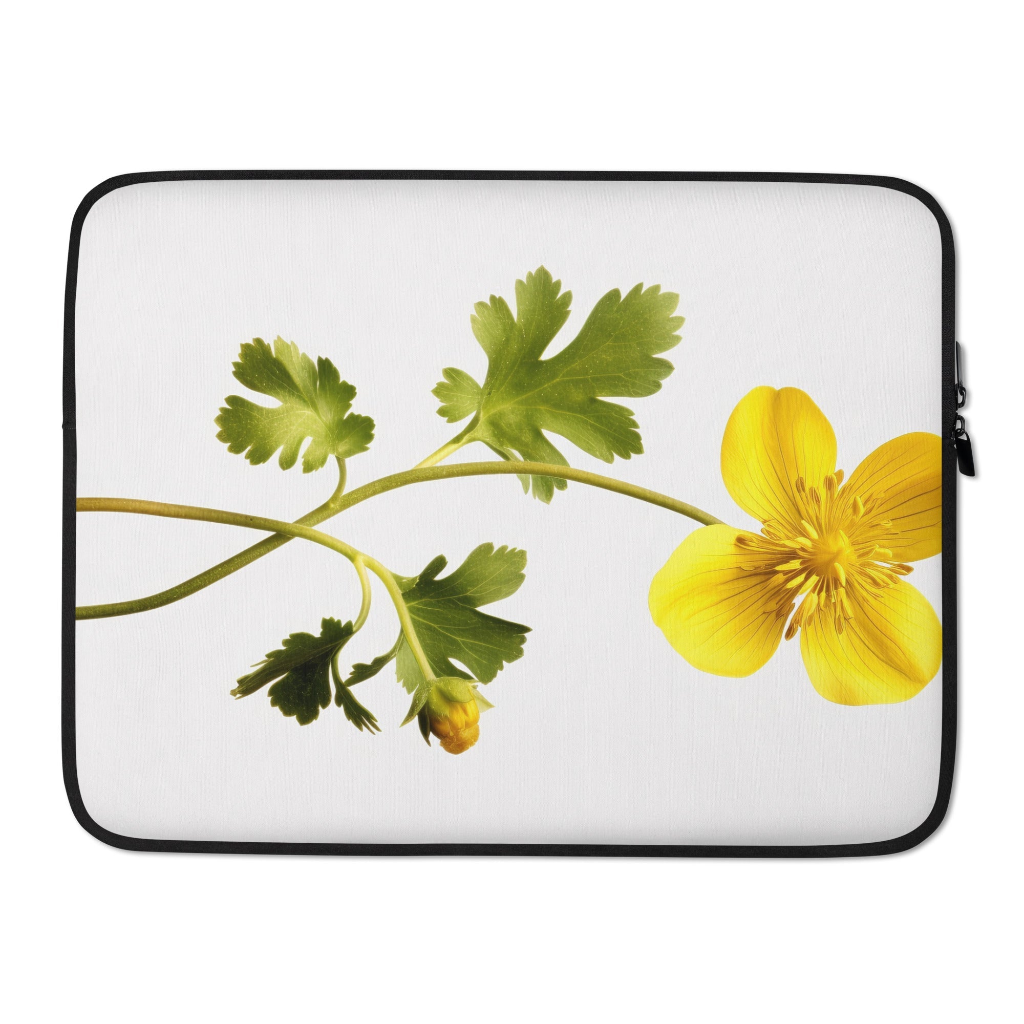 Creeping Buttercup Flower Laptop Sleeve by Visual Verse - Image 1