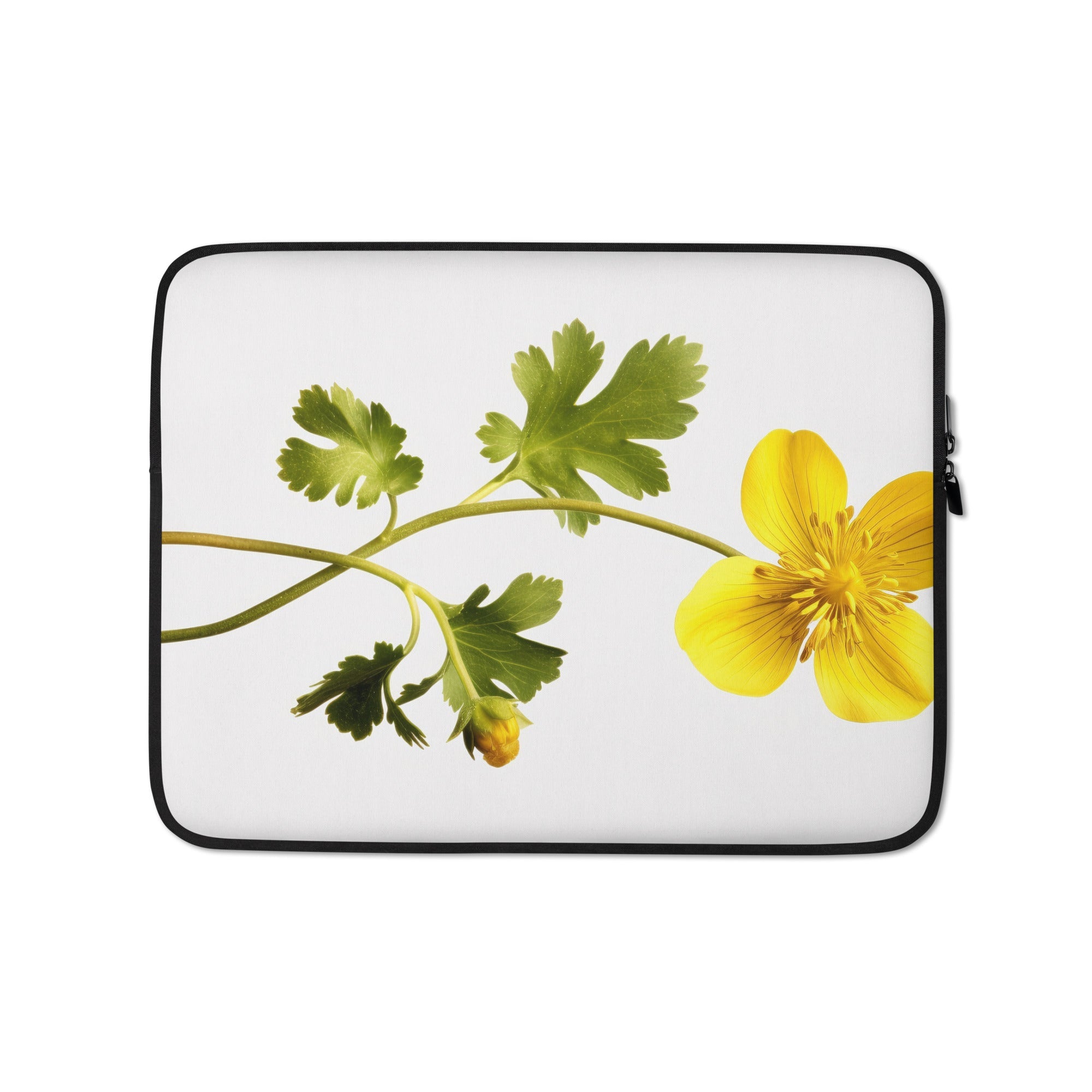 Creeping Buttercup Flower Laptop Sleeve by Visual Verse - Image 2