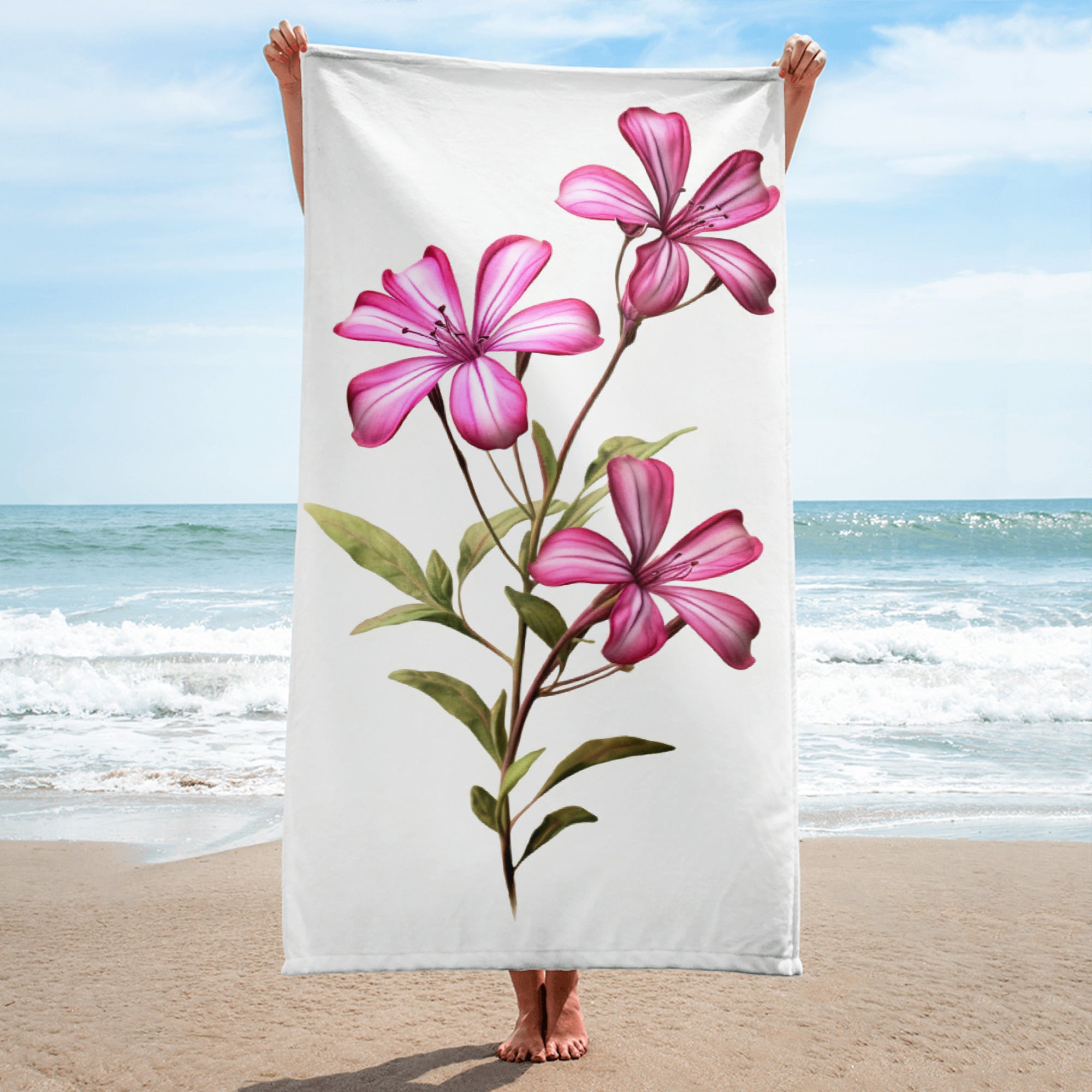 Creeping Phlox Flower Beach Towel by Visual Verse - Image 1