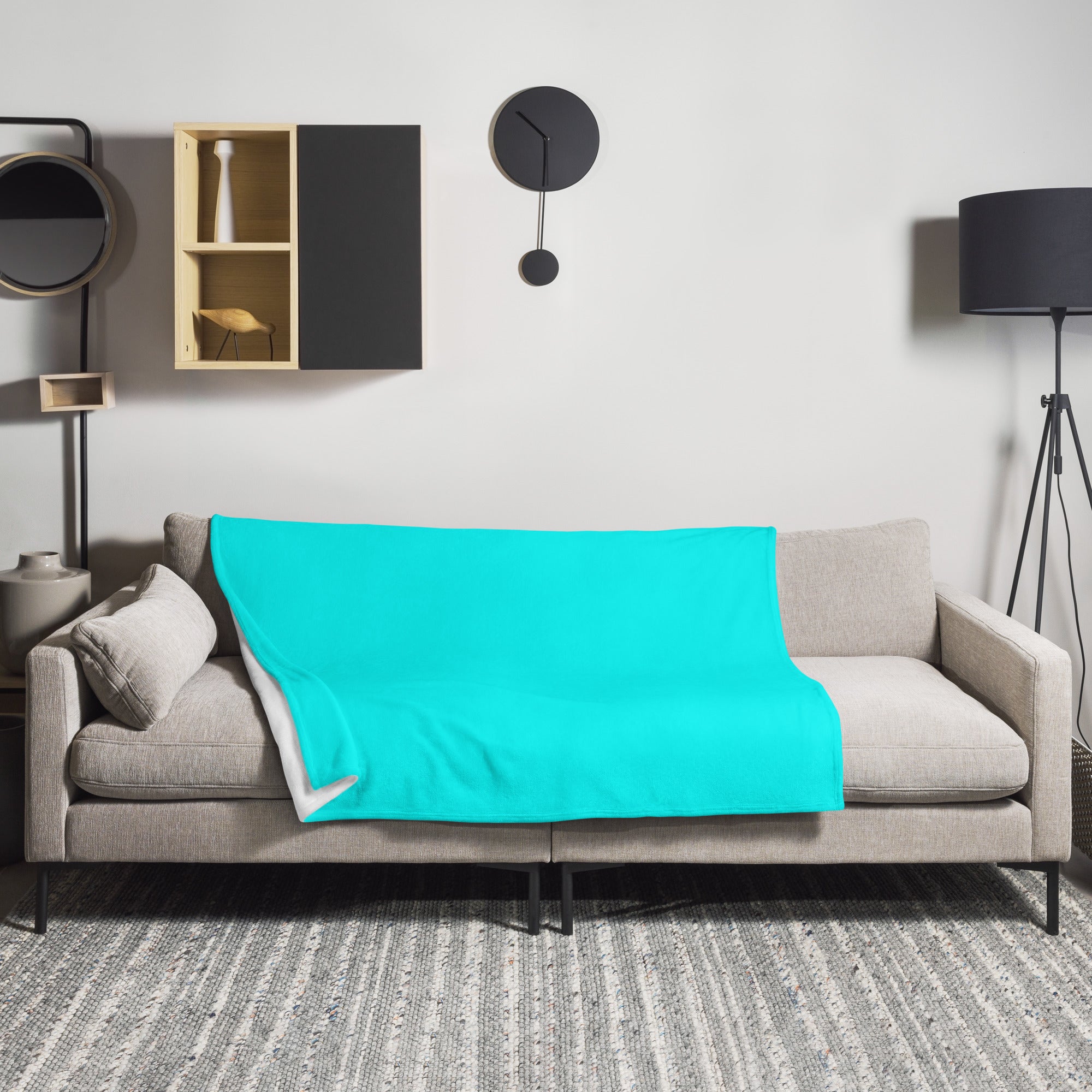 Cyan Blue Color Blanket by Visual Verse - Image 1