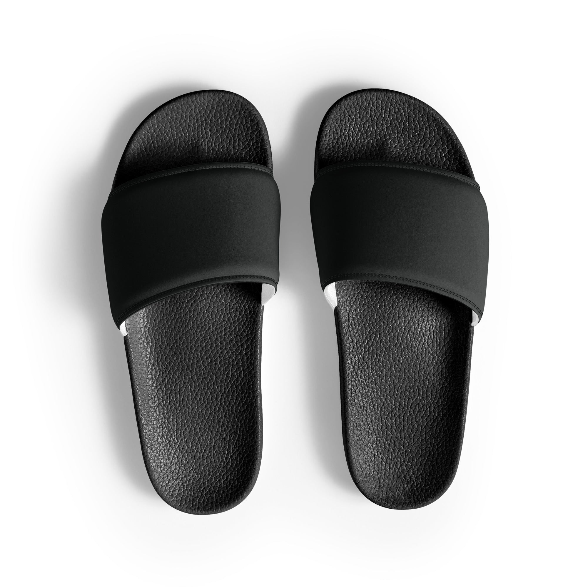 Cyanish Black Color Men's Slides by Visual Verse - Image 1