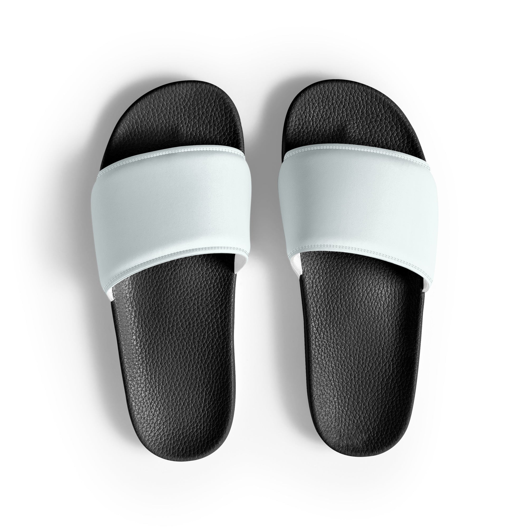 Cyanish White Color Men's Slides by Visual Verse - Image 1