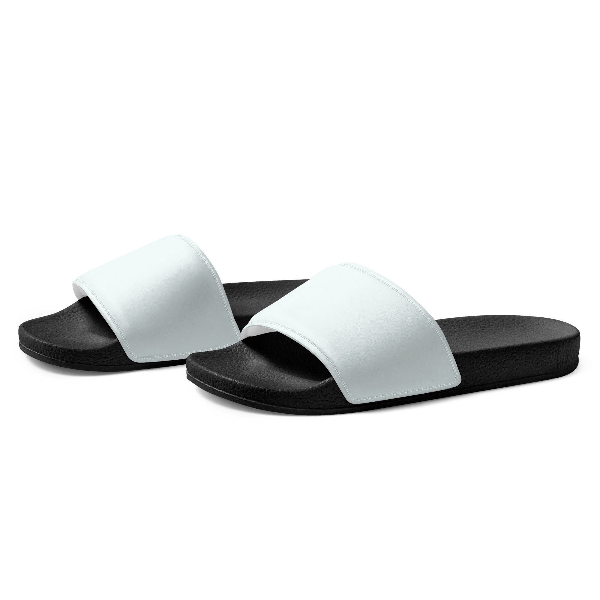 Cyanish White Color Men's Slides by Visual Verse - Image 3