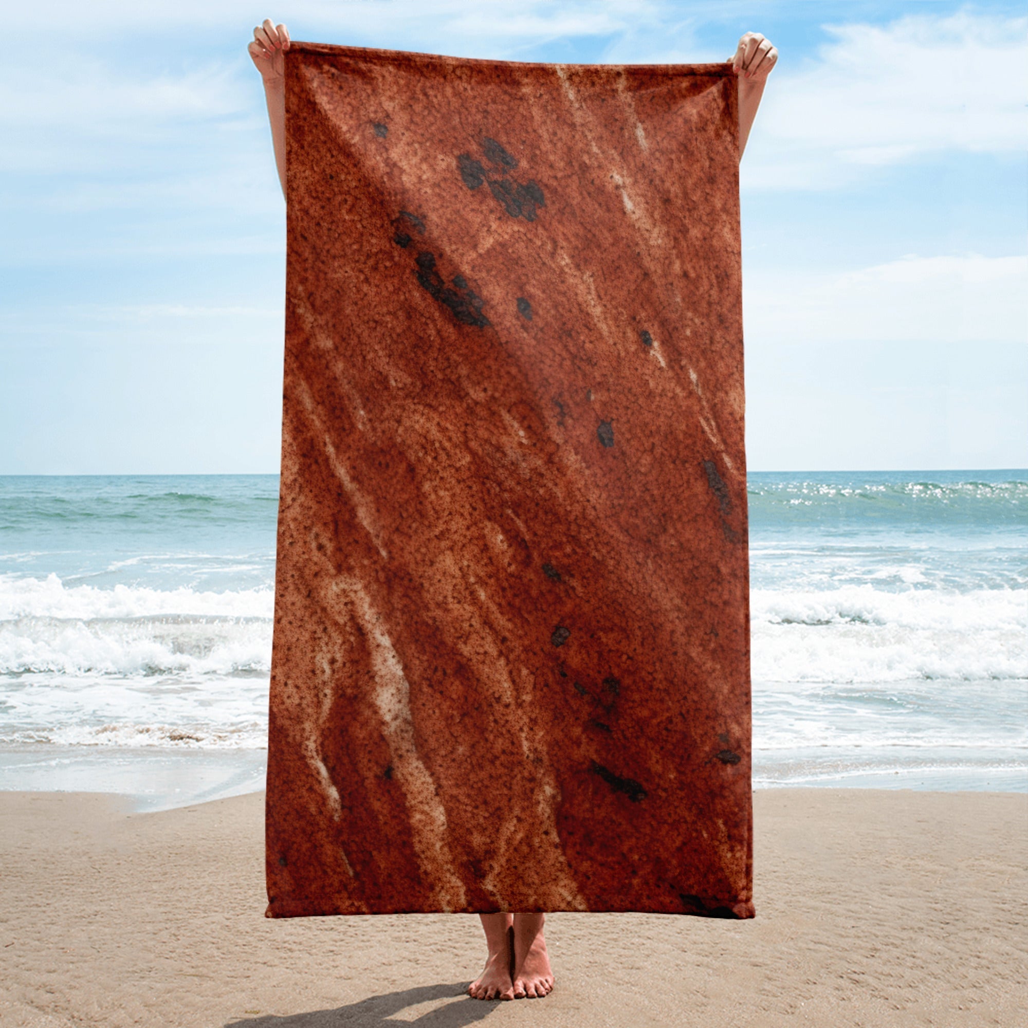 Dakota Mahogany Granite Beach Towel by Visual Verse - Image 1