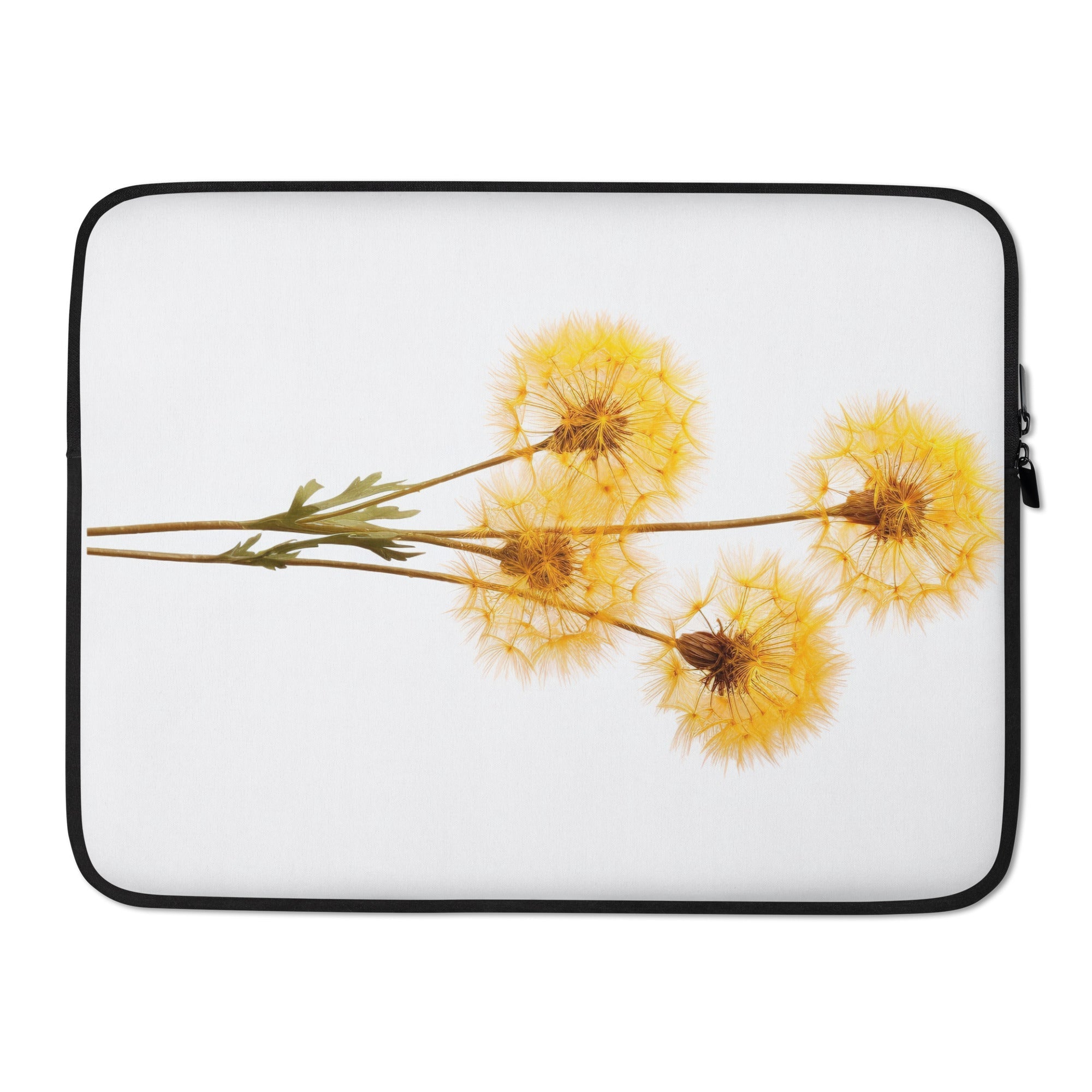 Dandelion Clocks Flower Laptop Sleeve by Visual Verse - Image 1