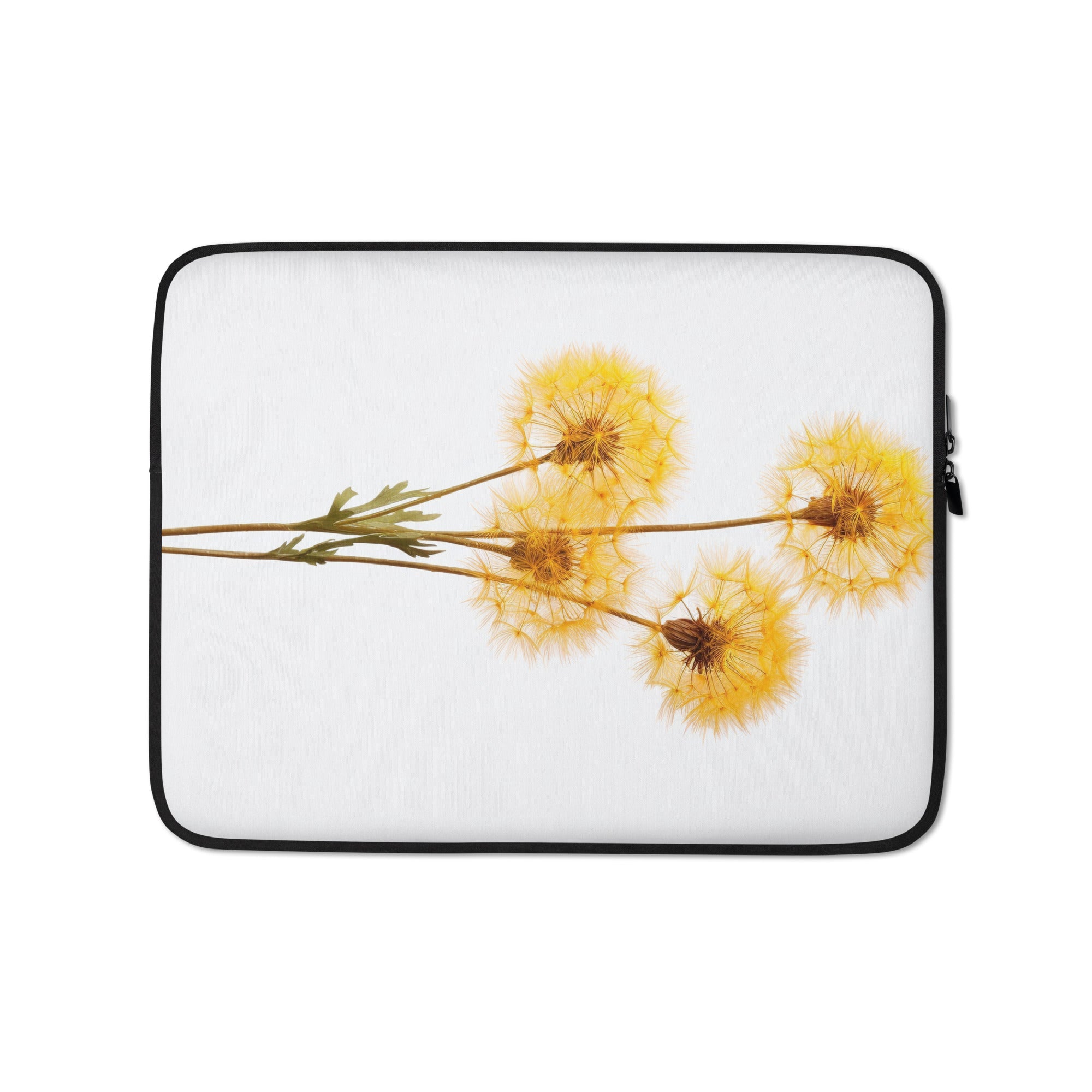 Dandelion Clocks Flower Laptop Sleeve by Visual Verse - Image 2