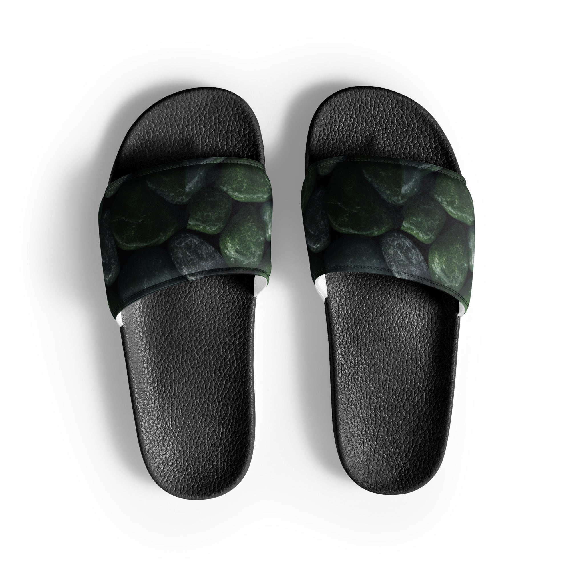 Dark Green Rocks Men's Slides by Visual Verse - Image 1