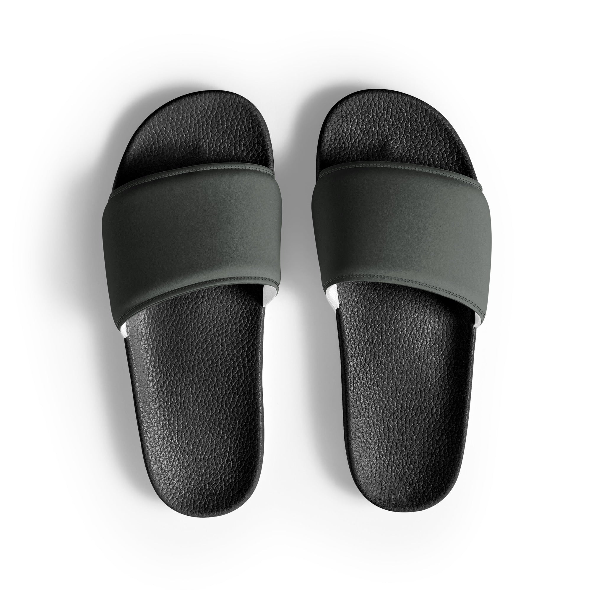 Dark Greenish Gray Color Women's Slides by Visual Verse - Image 1