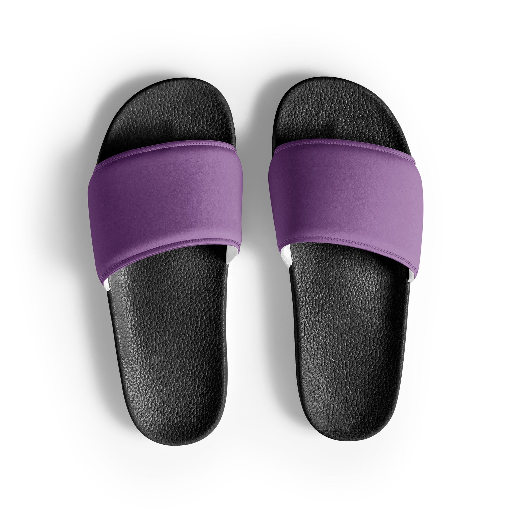 Dark Lilac Color Men's Slides by Visual Verse - Image 1