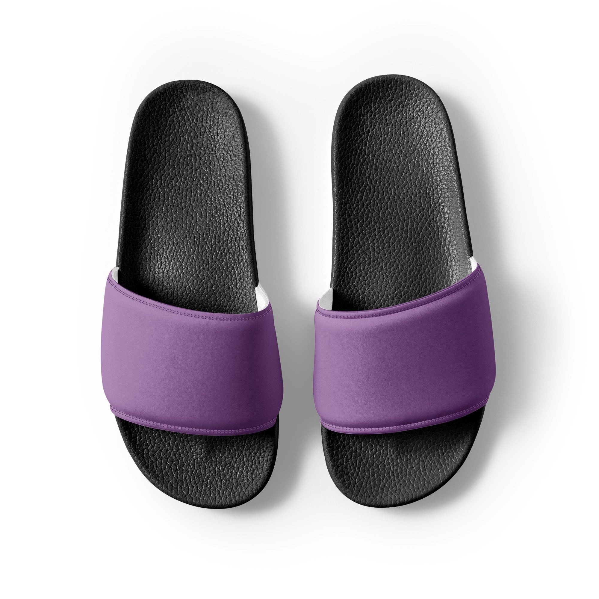 Dark Lilac Color Men's Slides by Visual Verse - Image 2