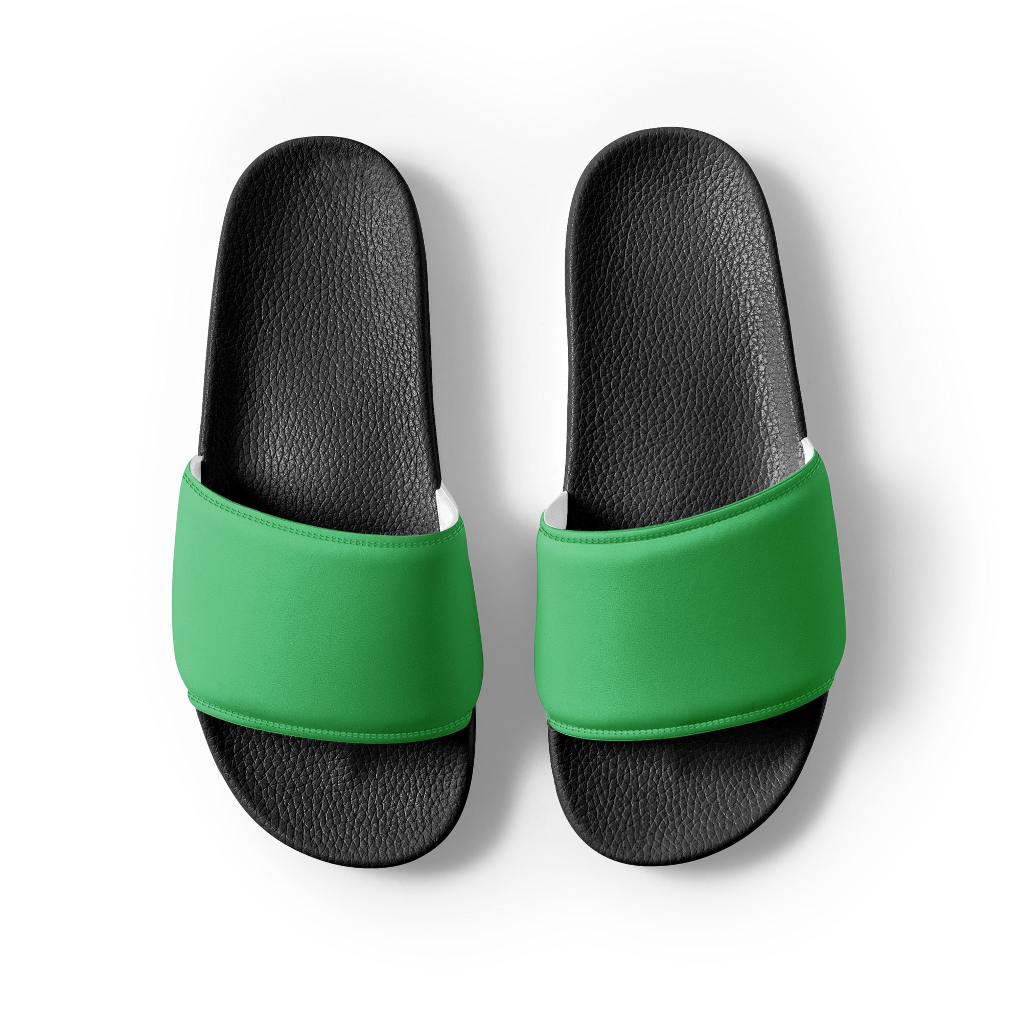 Dark Mint Color Men's Slides by Visual Verse - Image 2