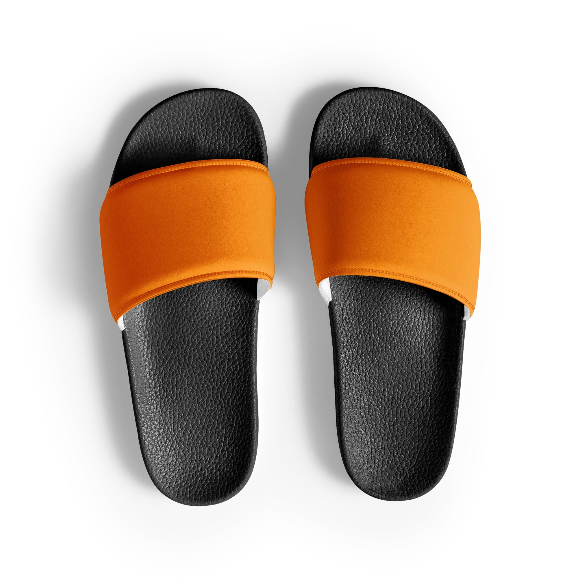 Dark Orange Color Men's Slides by Visual Verse - Image 1