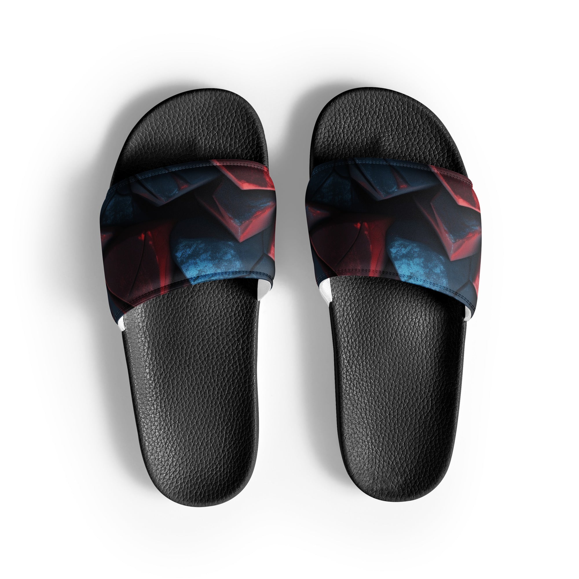 Dark Red Blue Rocks Men's Slides by Visual Verse - Image 1