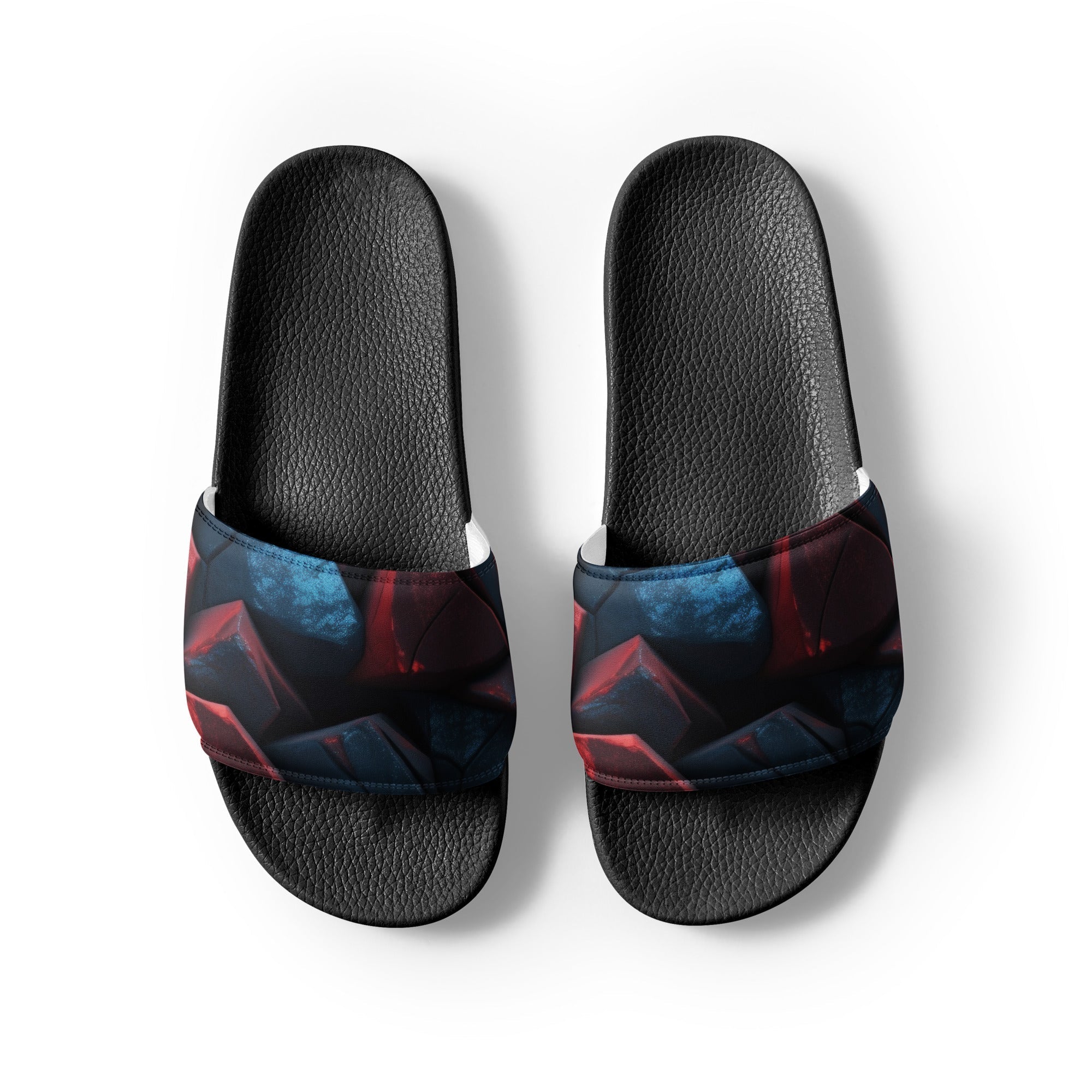 Dark Red Blue Rocks Men's Slides by Visual Verse - Image 2