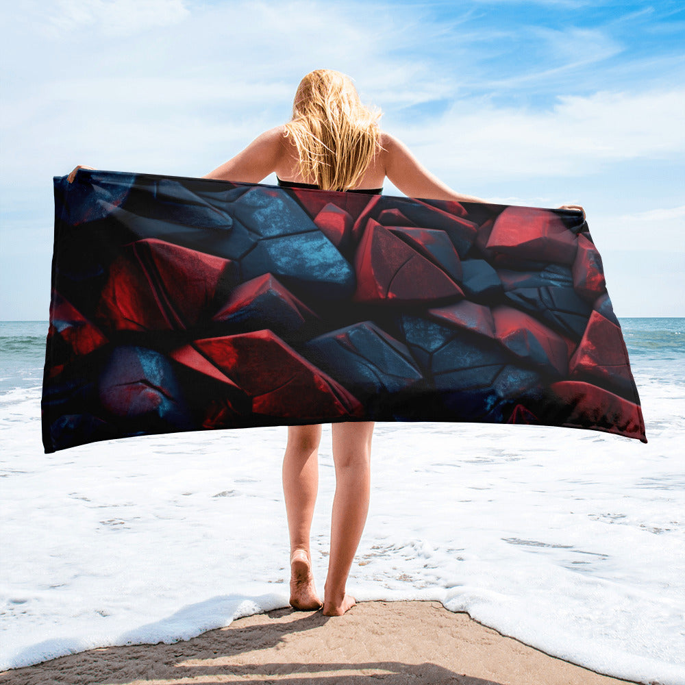 Dark Red Rocks Beach Towel by Visual Verse - Image 2