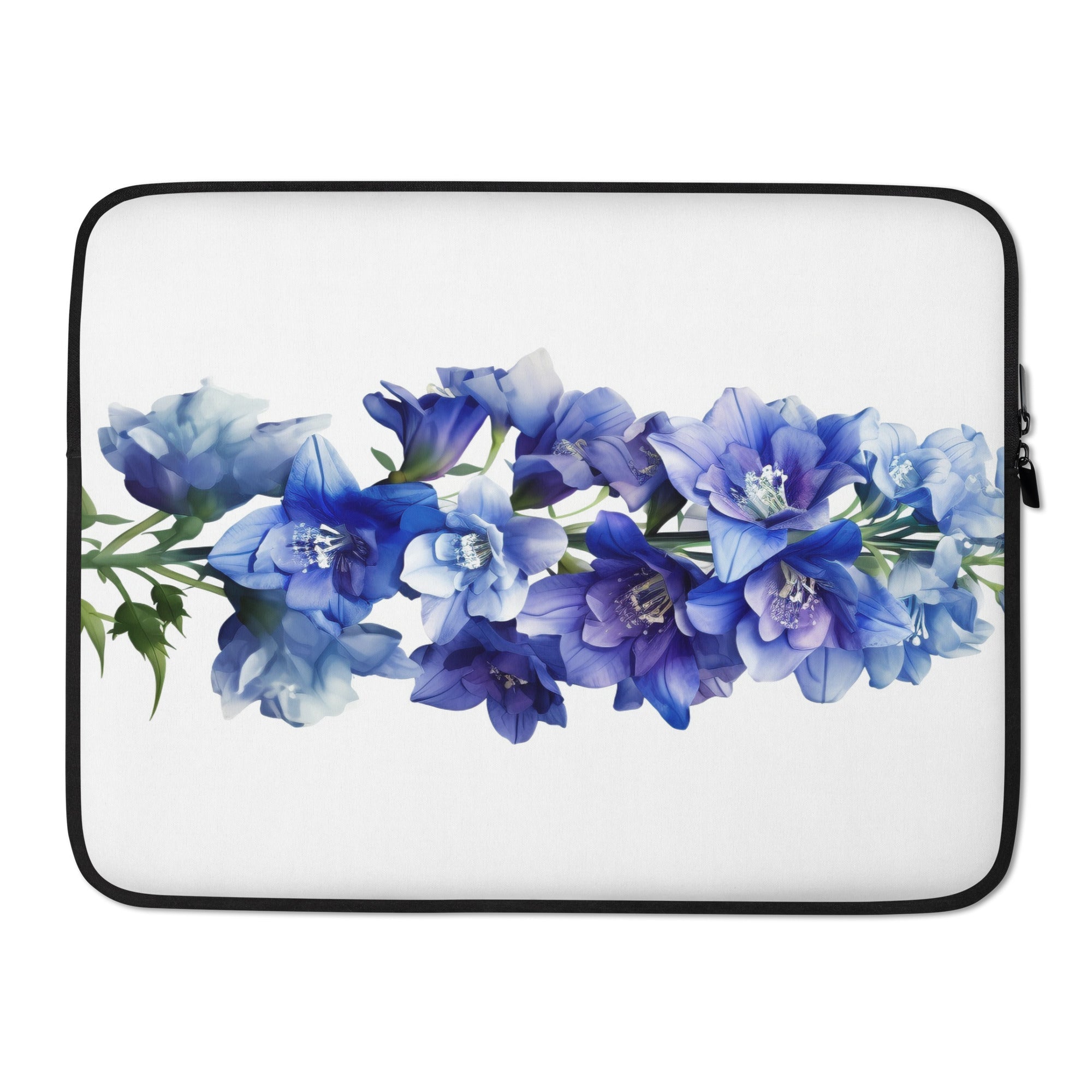 Delphinium Belladonna Flower Laptop Sleeve by Visual Verse - Image 1