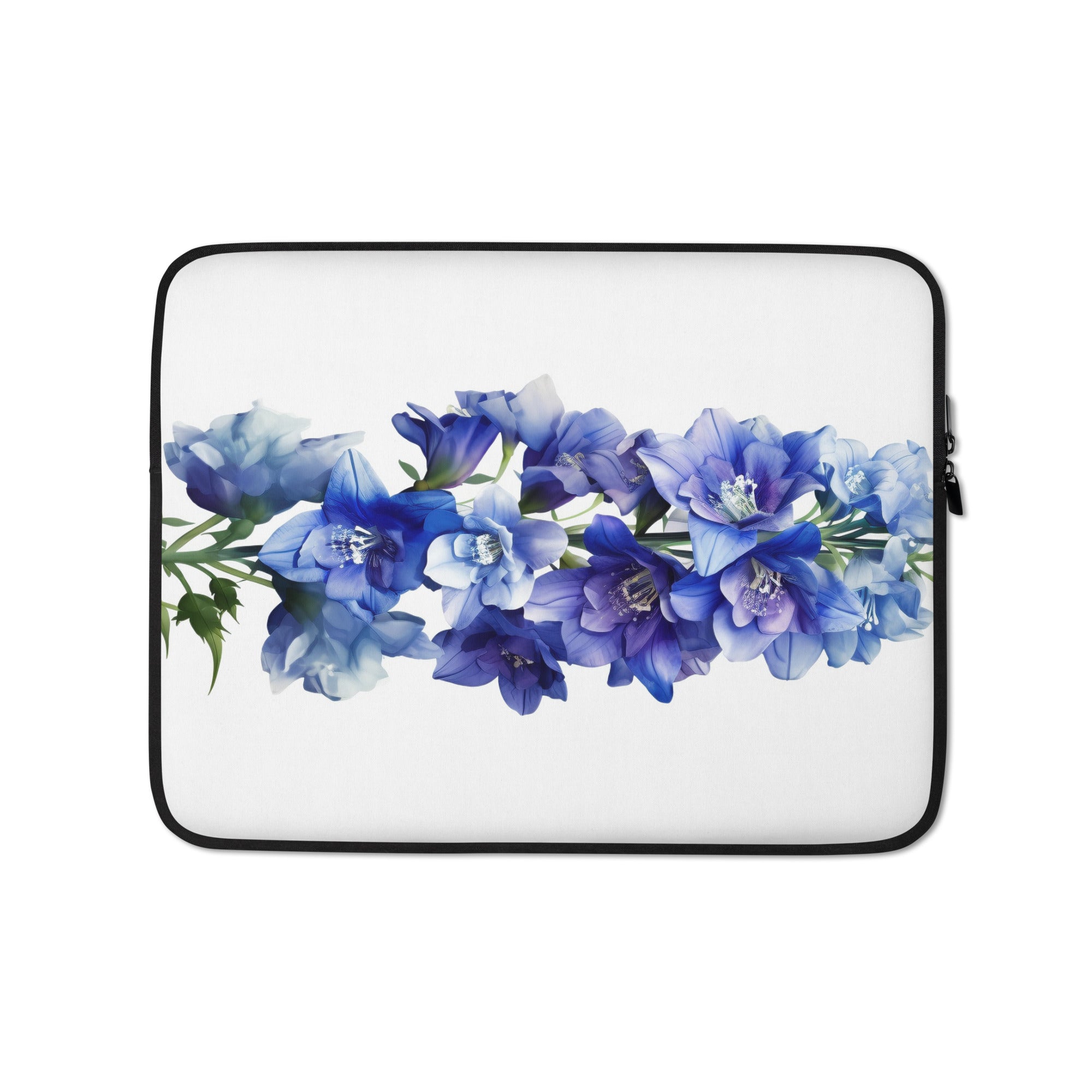 Delphinium Belladonna Flower Laptop Sleeve by Visual Verse - Image 2