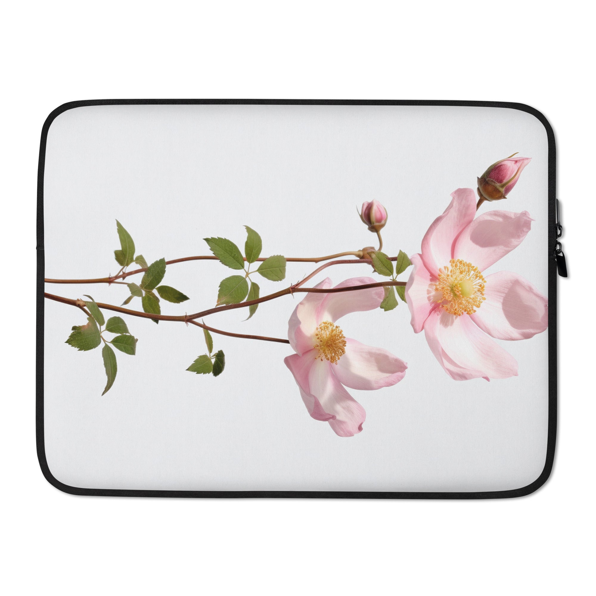 Dog Rose Flower Laptop Sleeve by Visual Verse - Image 1