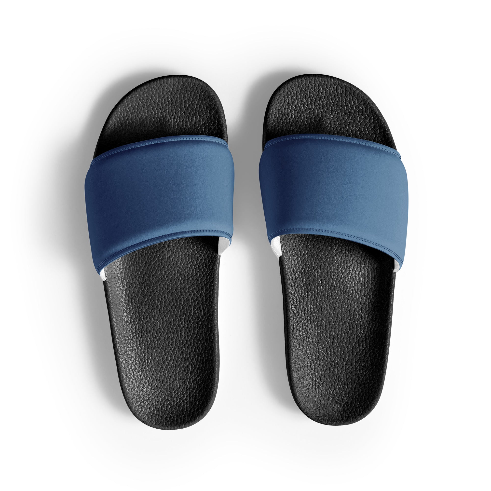 Dull Blue Color Men's Slides by Visual Verse - Image 1